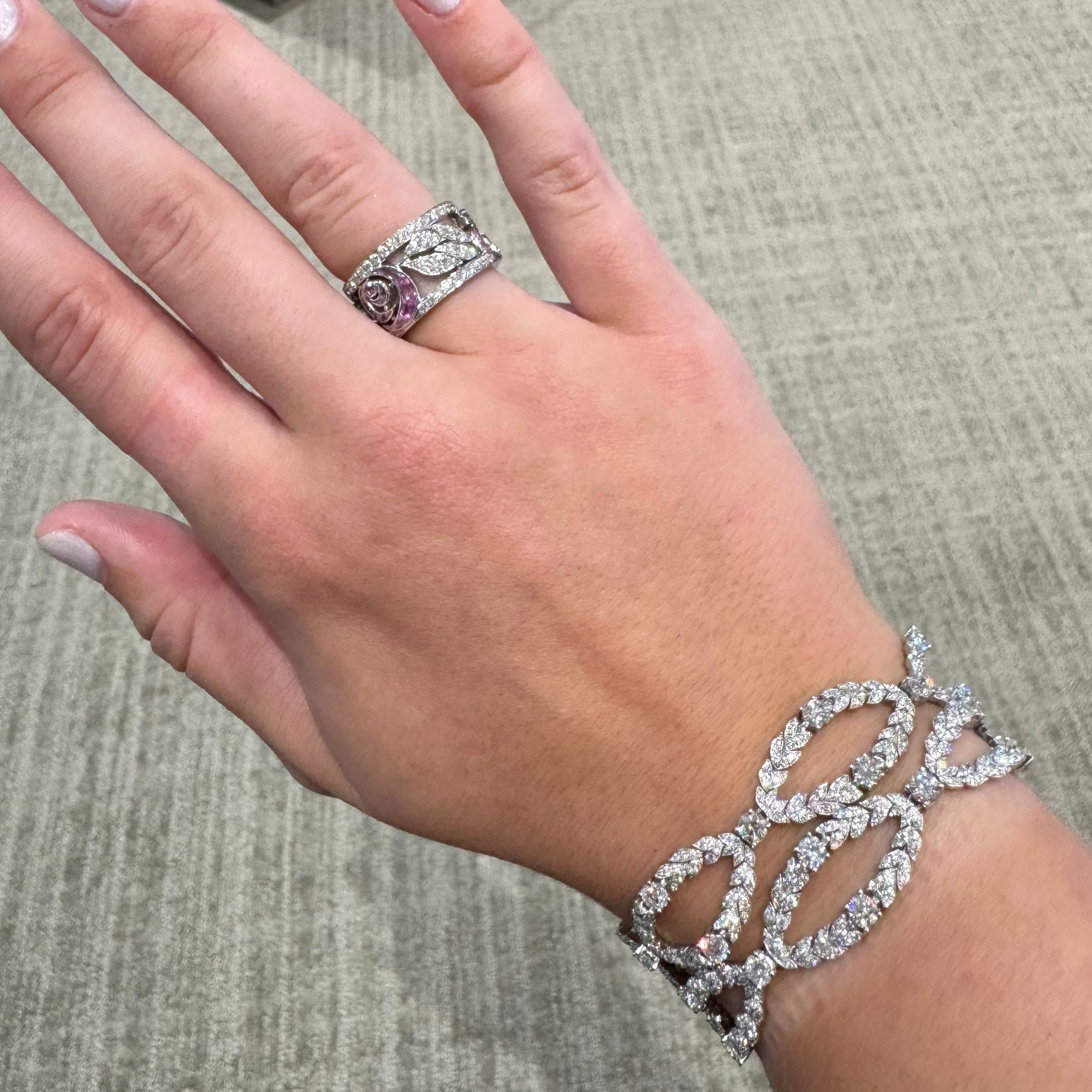 Pink Sapphire & Diamond Swirl Band