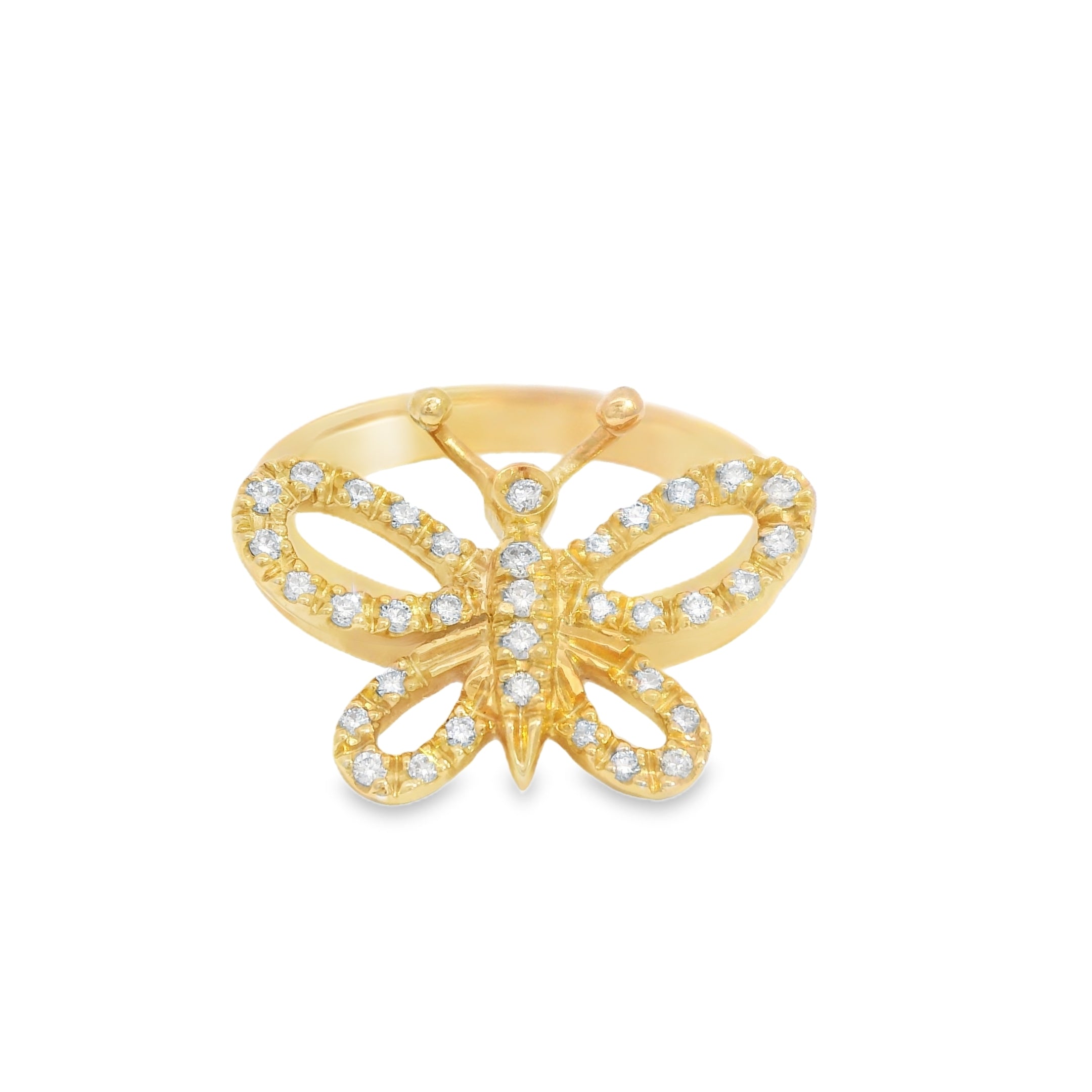 Vintage Gucci Italian Pavé Diamond Butterfly Ring