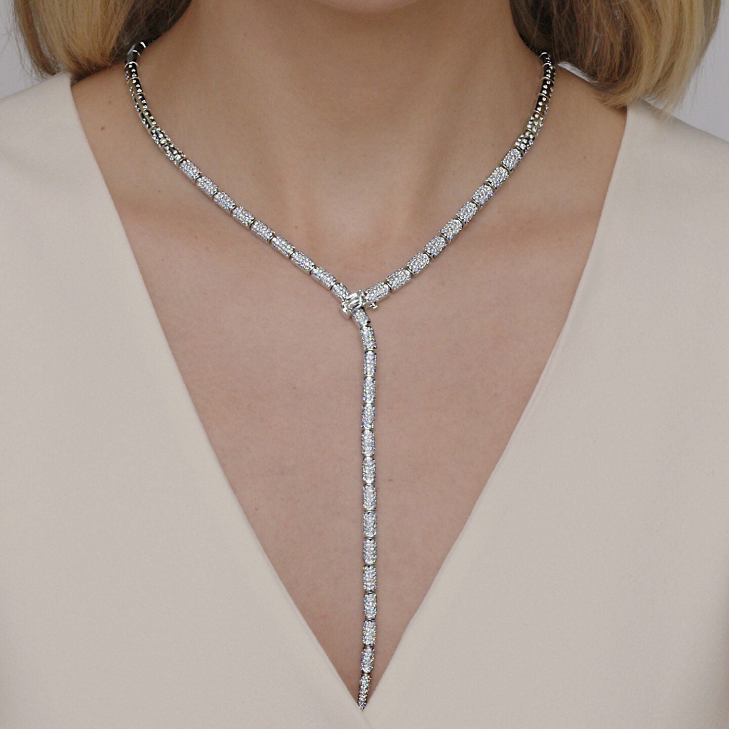 Cobblestone Ashoka Diamond Lariat Necklace