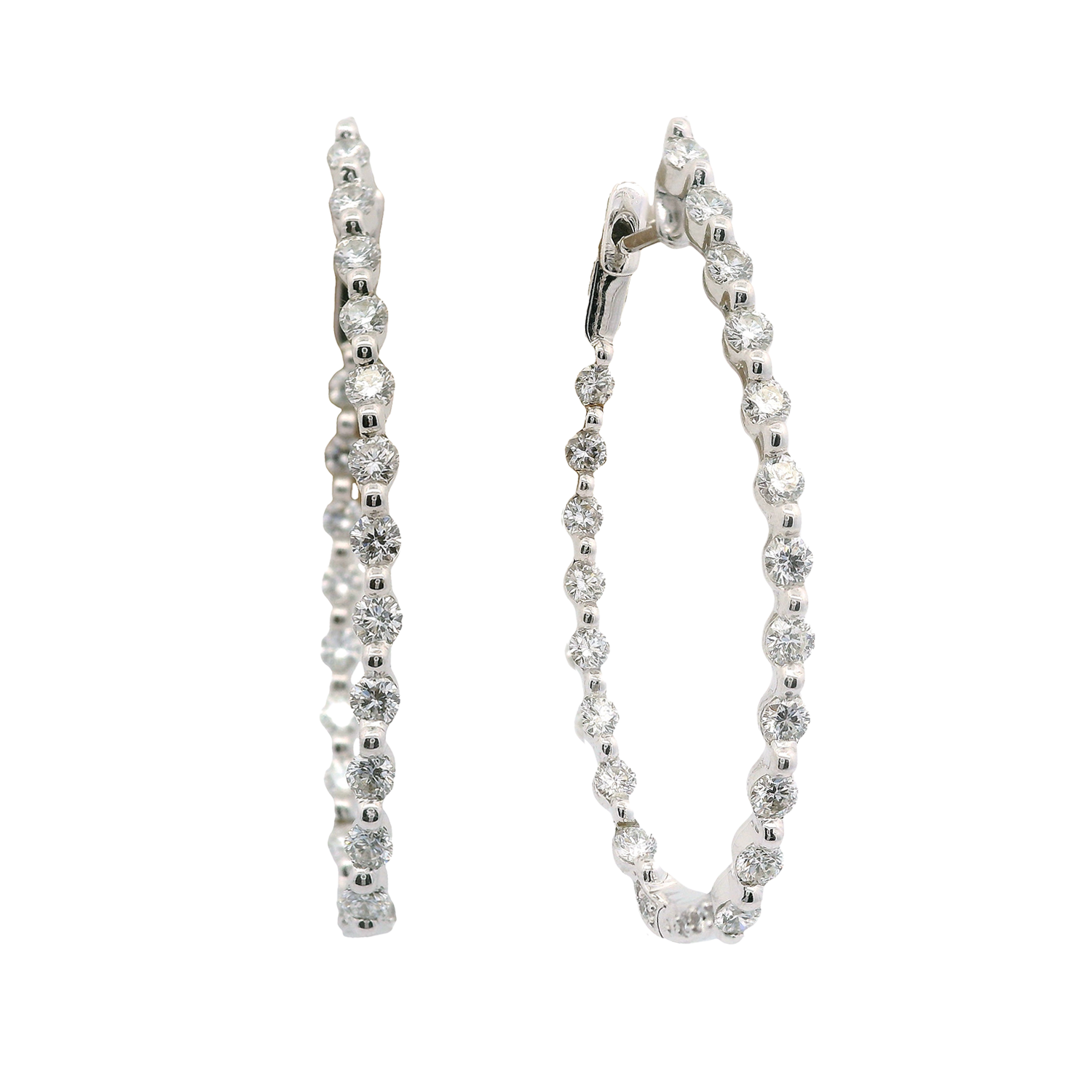 Inside-Outside Round Diamond Hoop Earrings