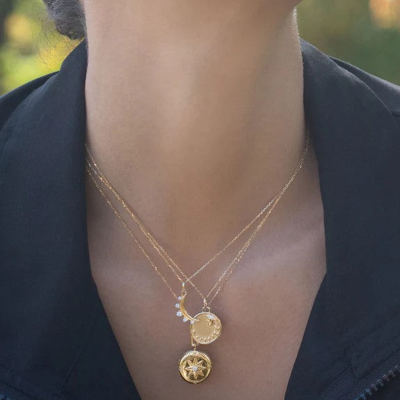 Petite Moon and Diamond Necklace