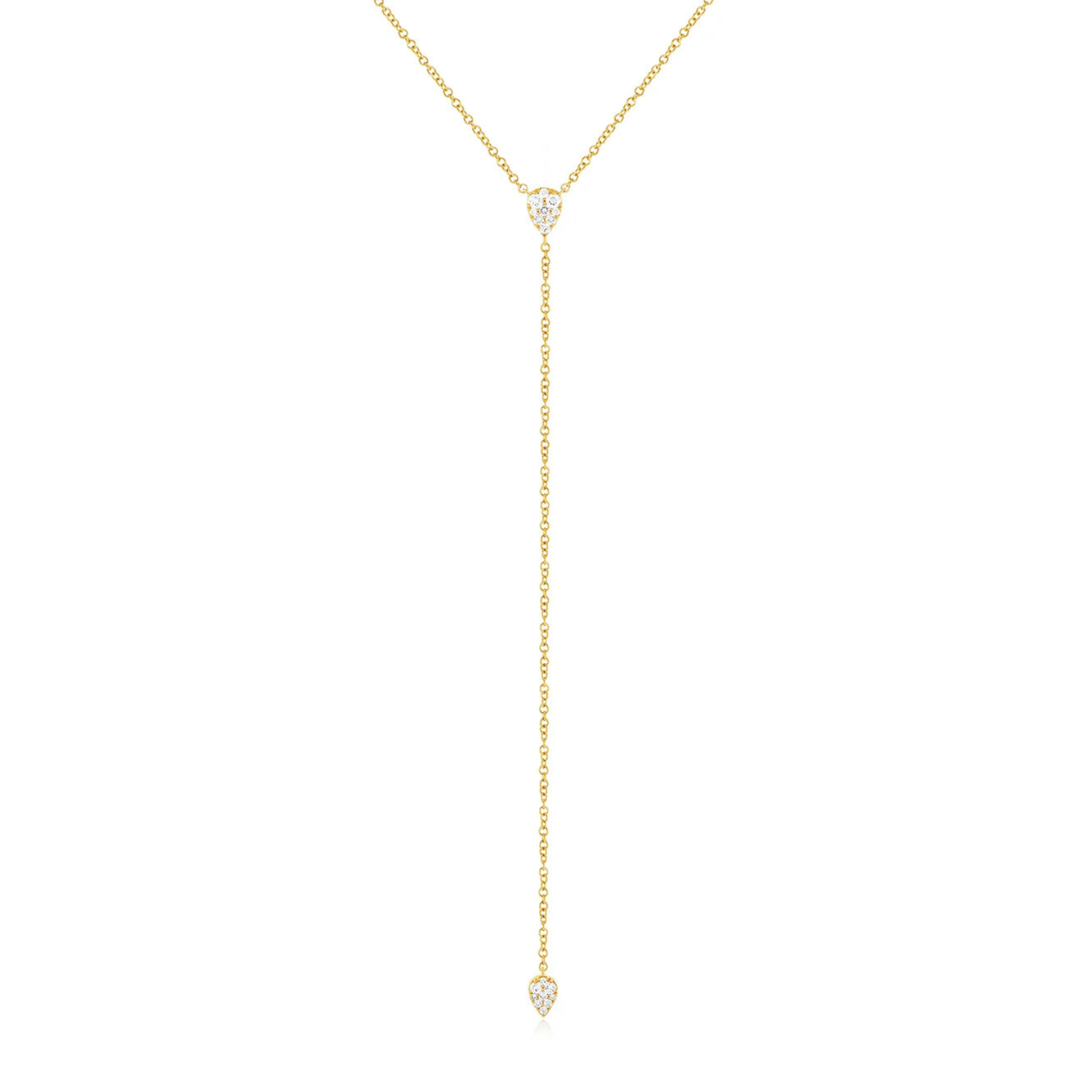 Full Cut Diamond Teardrop Lariat Necklace