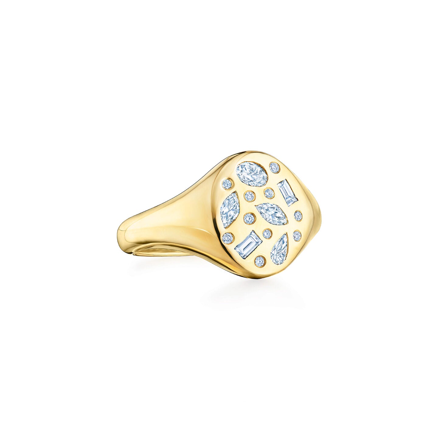 Small Signet Ring with Diamonds
