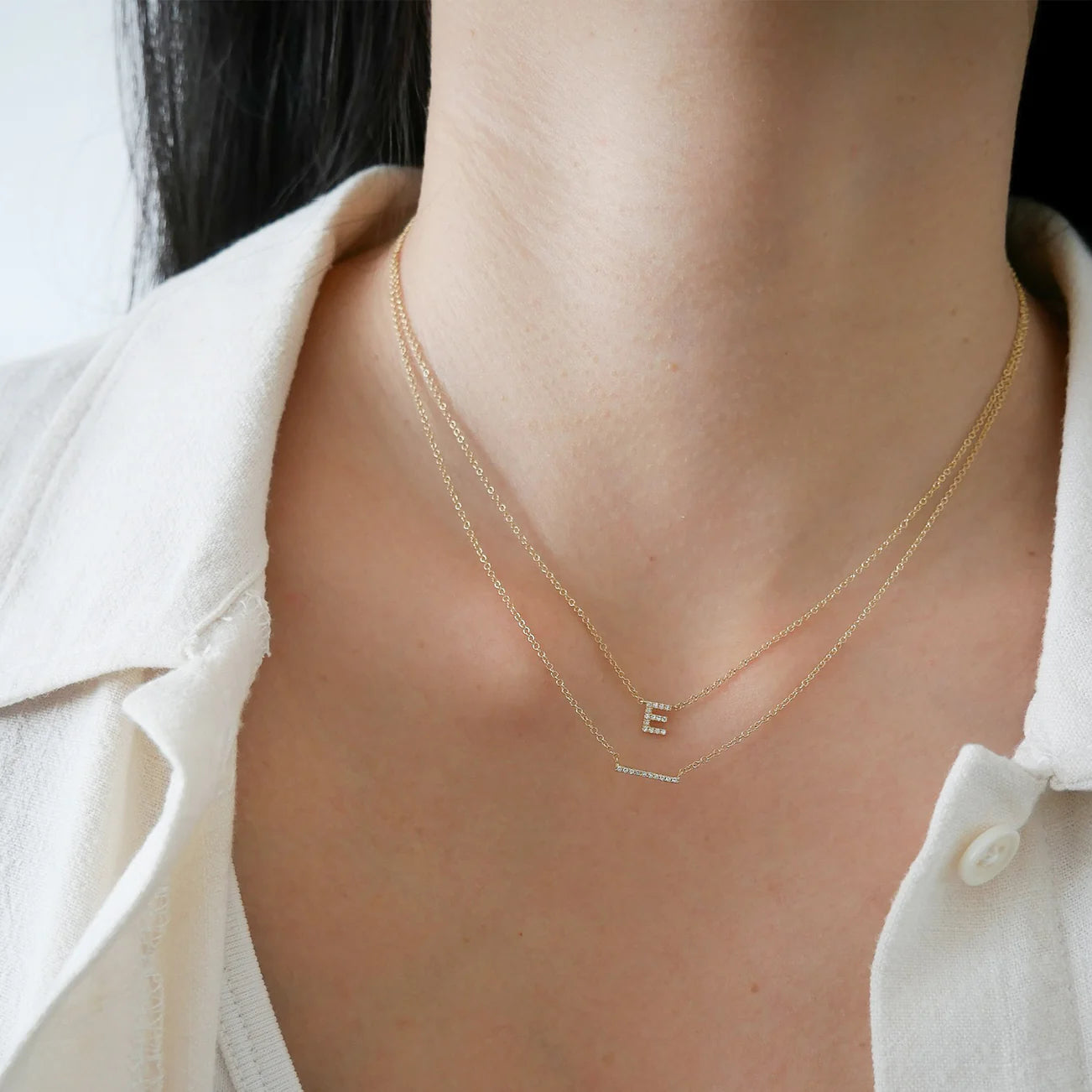 Diamond "E" Initial Necklace