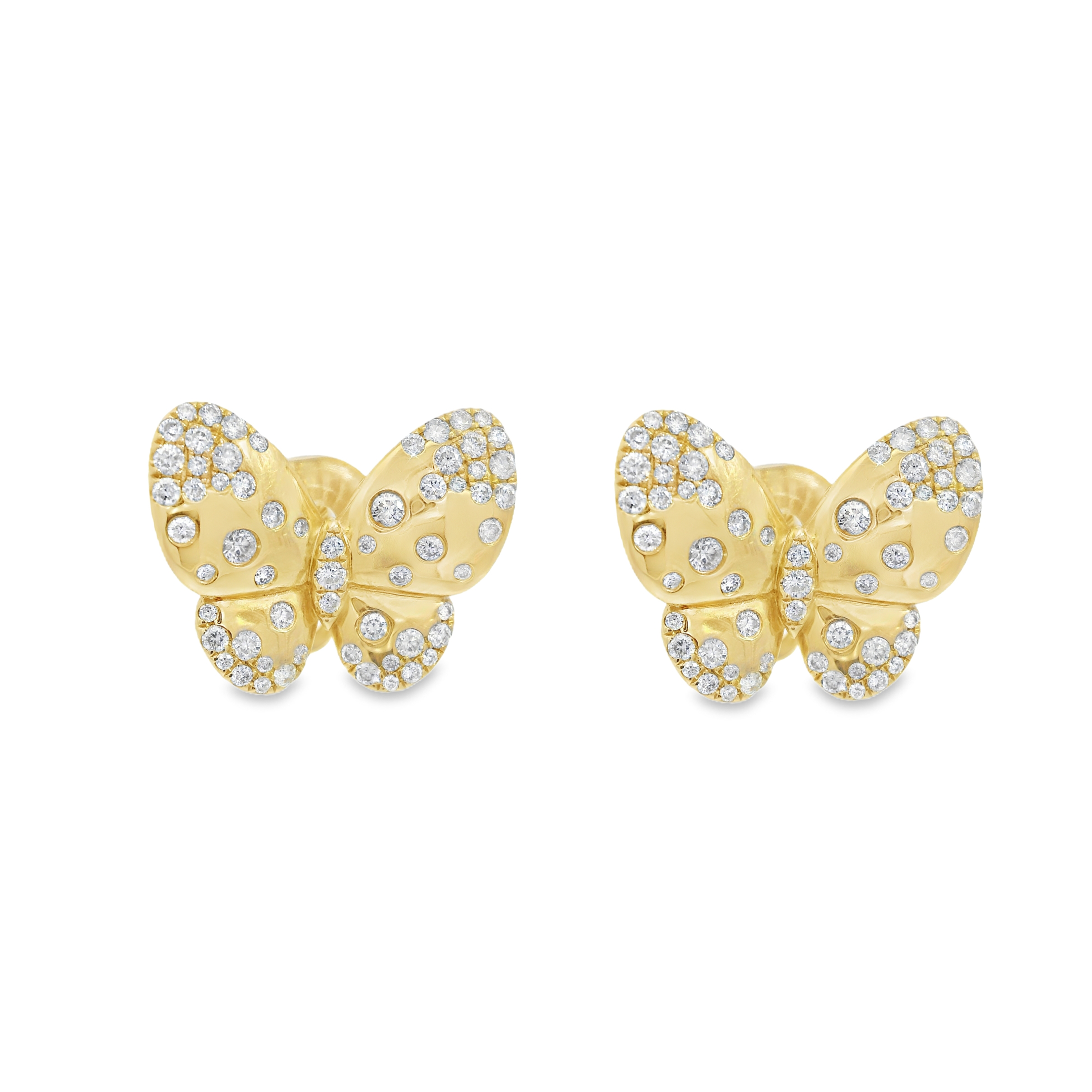 Butterfly Stud Earrings with Scattered Diamonds