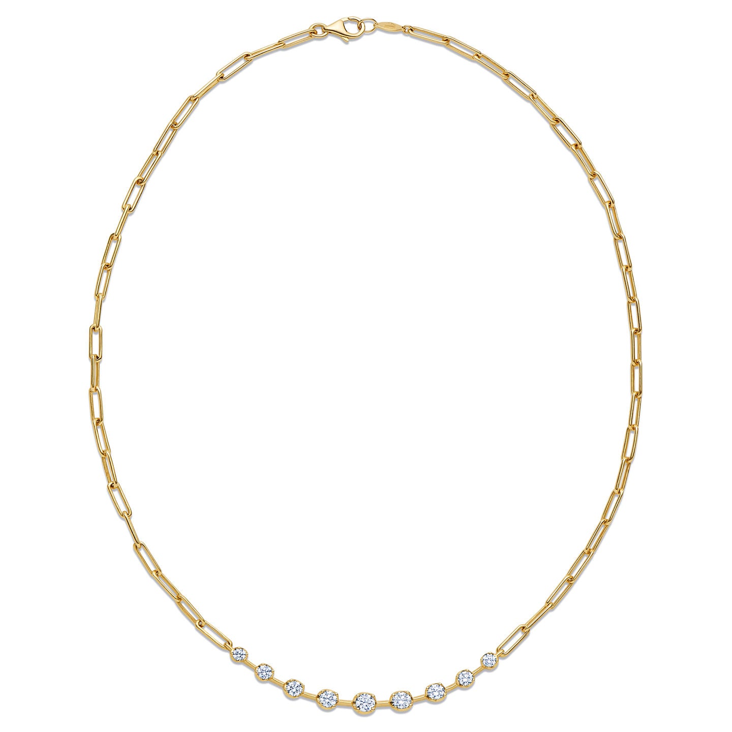 Starry Night Necklace with Diamonds and a Paperclip Chain
