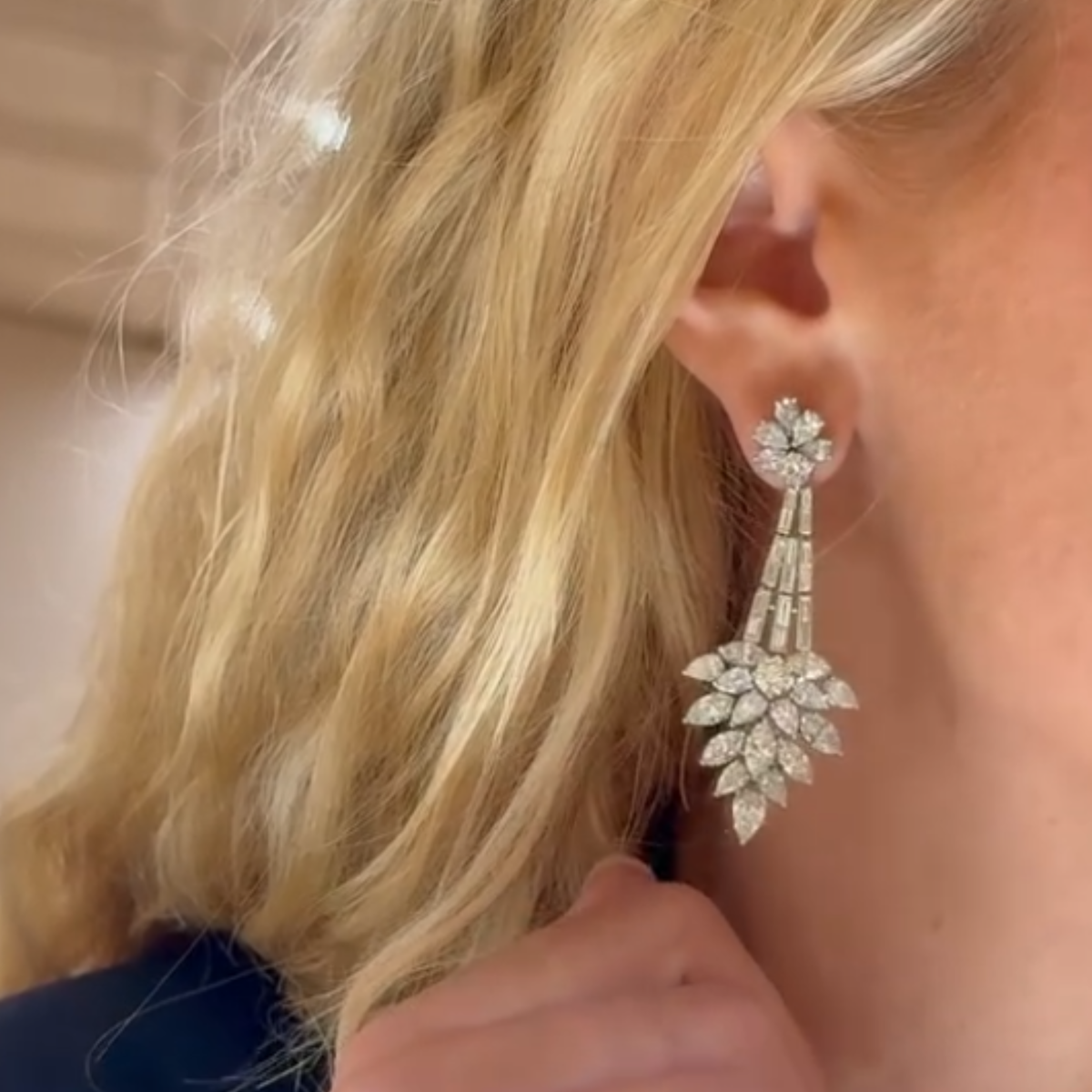Mixed Shape Diamond Chandelier Earrings