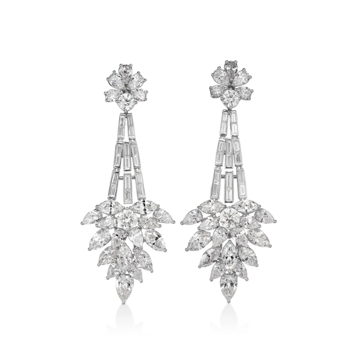 Mixed Shape Diamond Chandelier Earrings