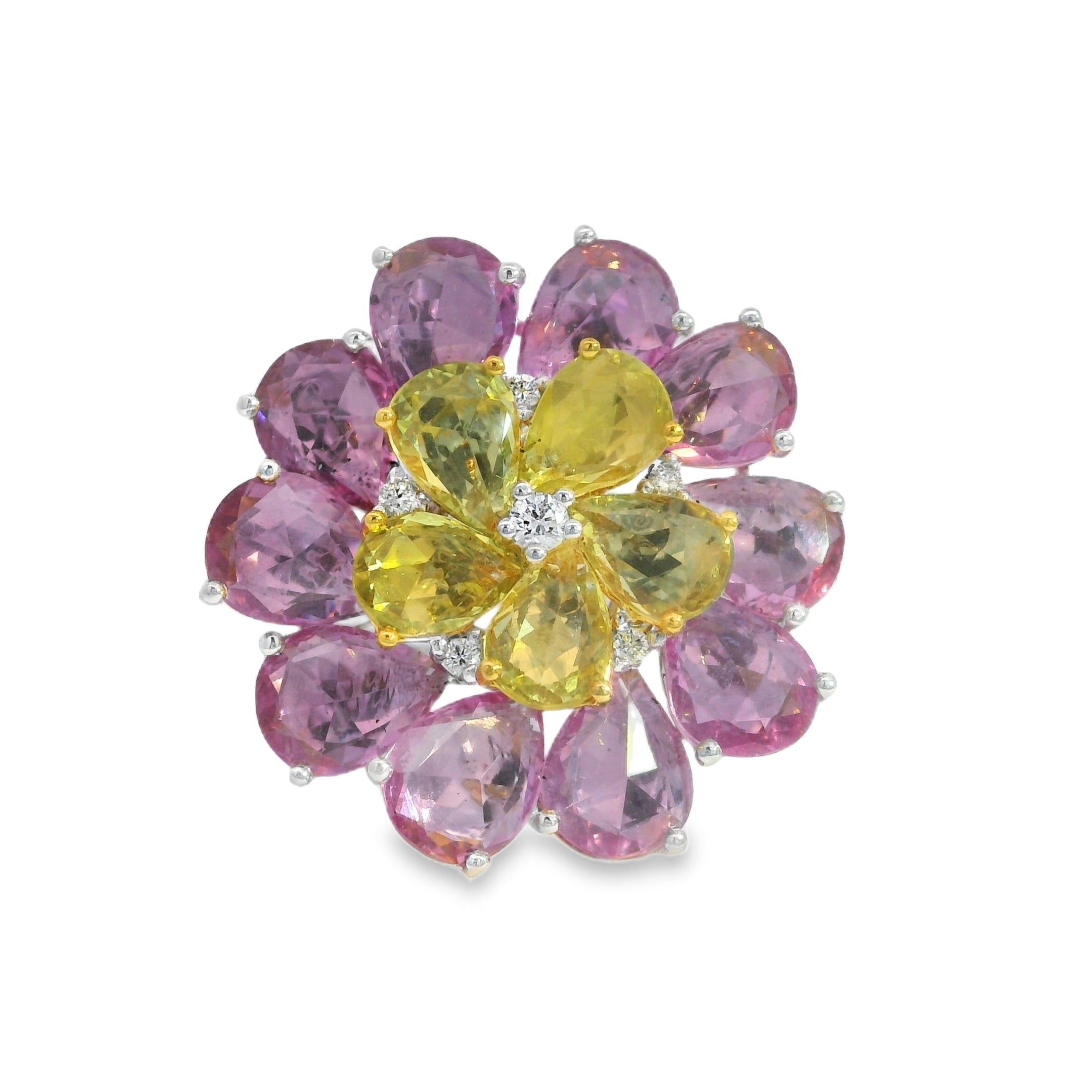 Sapphire and Diamond Flower Ring
