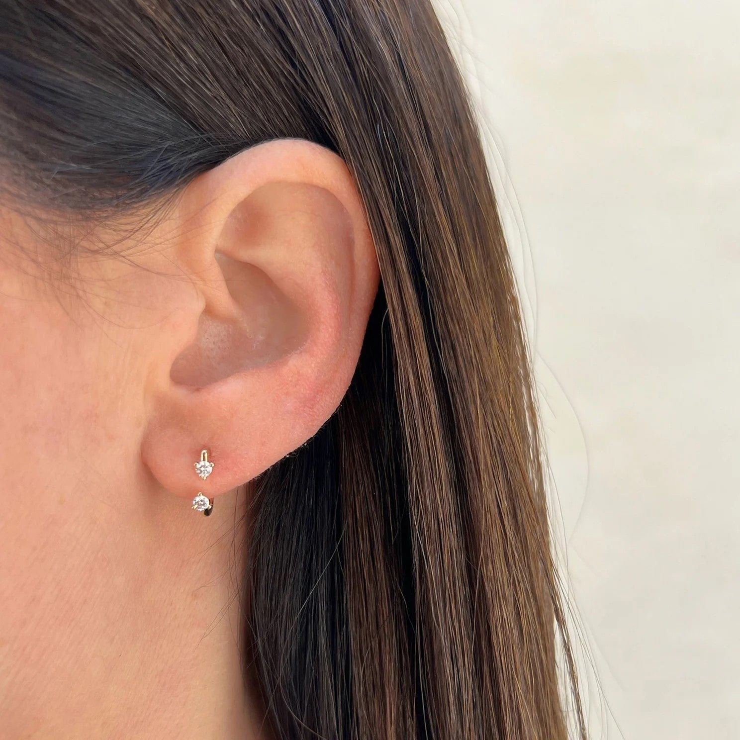 Double Prong Set Diamond Earring