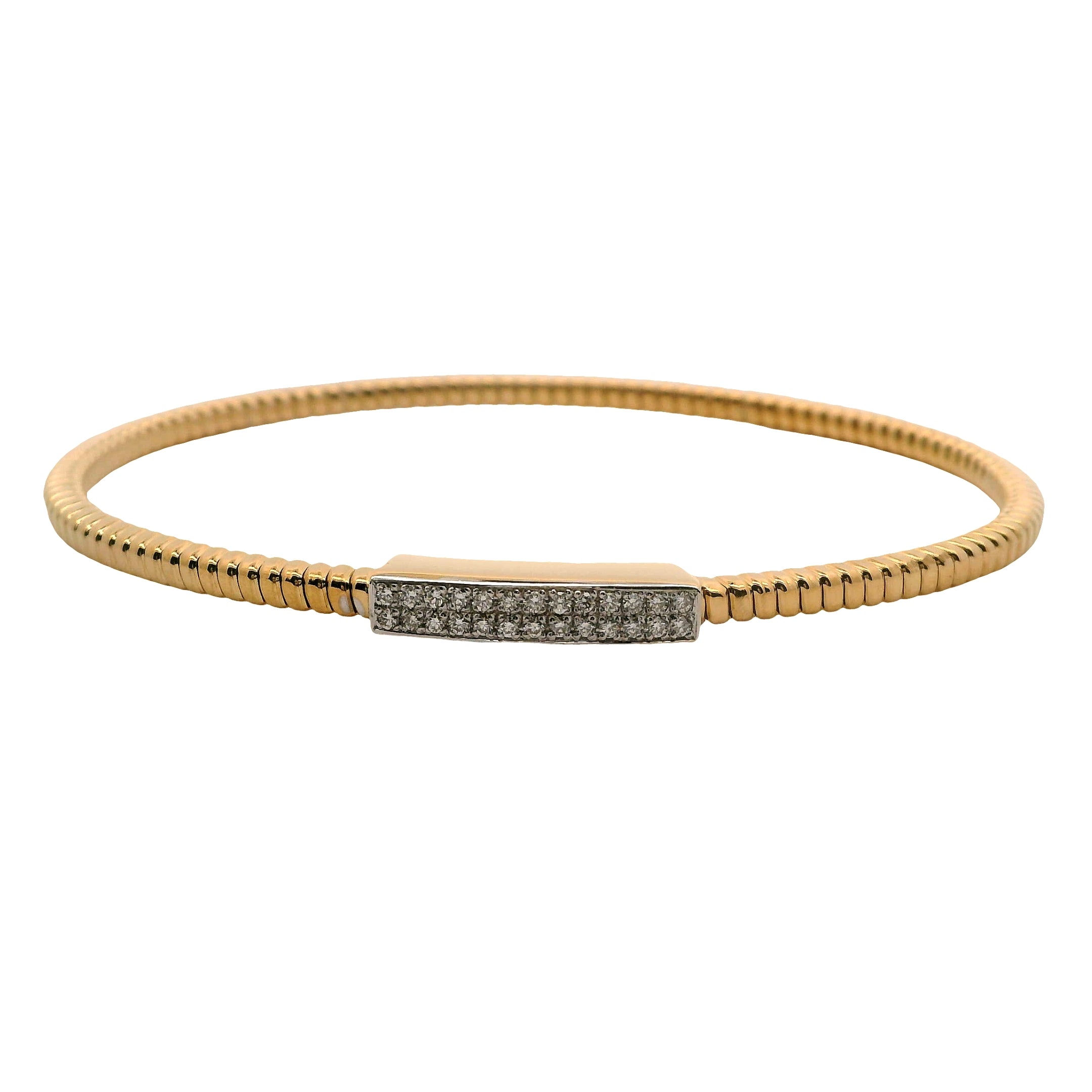 Tubogas Bangle with Pavé Diamond Rectangle Center