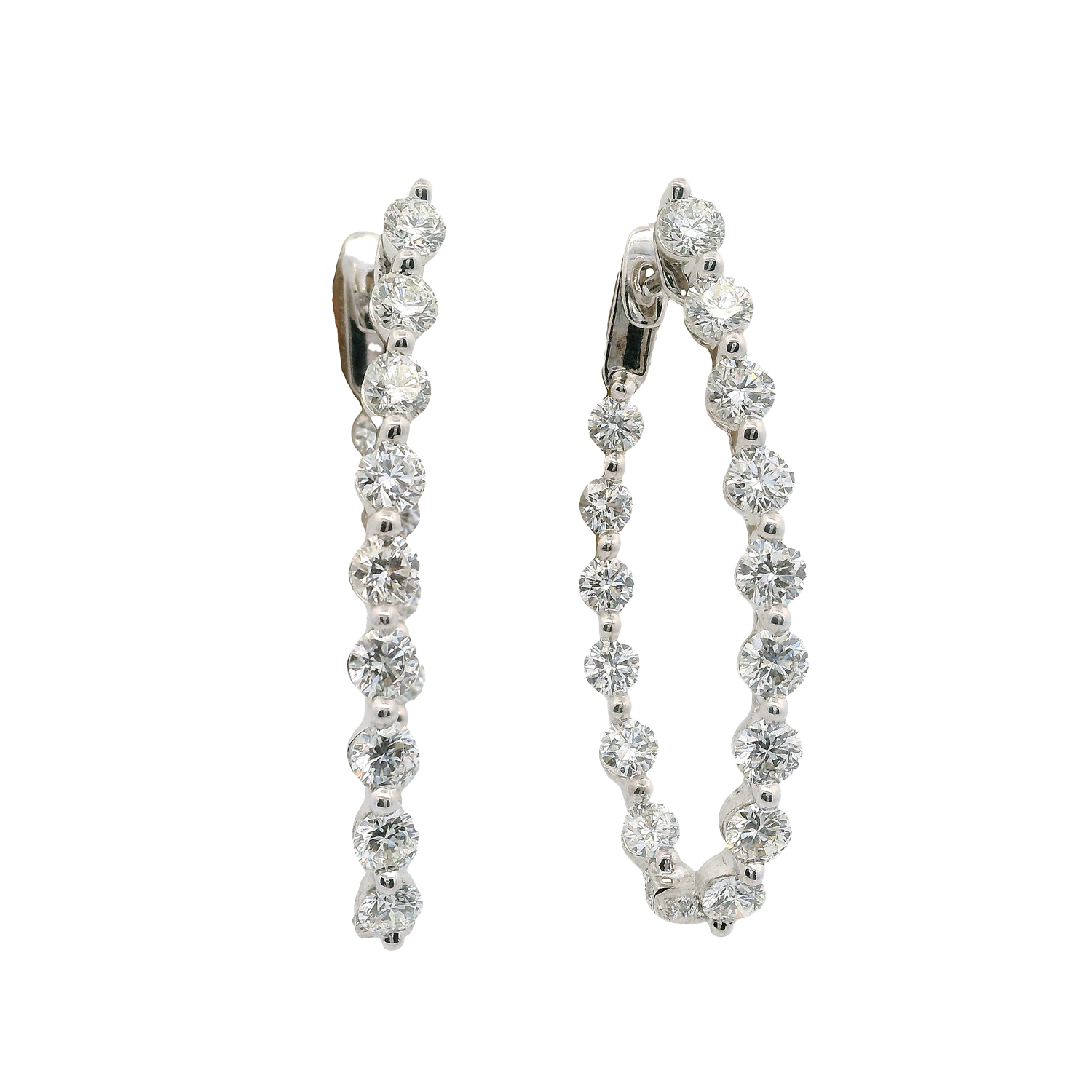 Inside-Outside Round Diamond Hoop Earrings
