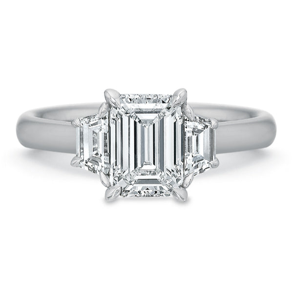 Flush Fit 3-Stone Step-Cut Trap Diamond Mounting