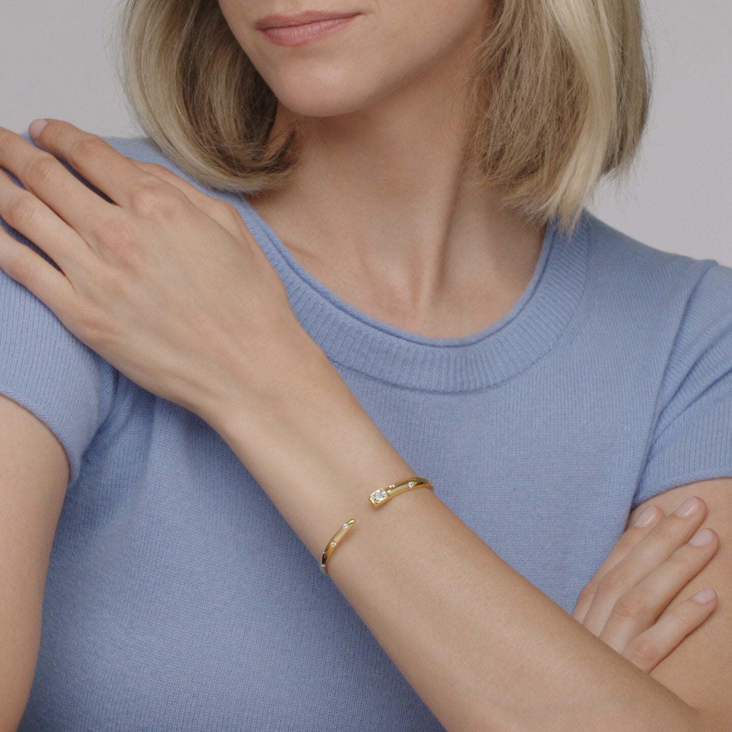 Cuff Bangle with an Ashoka Diamond