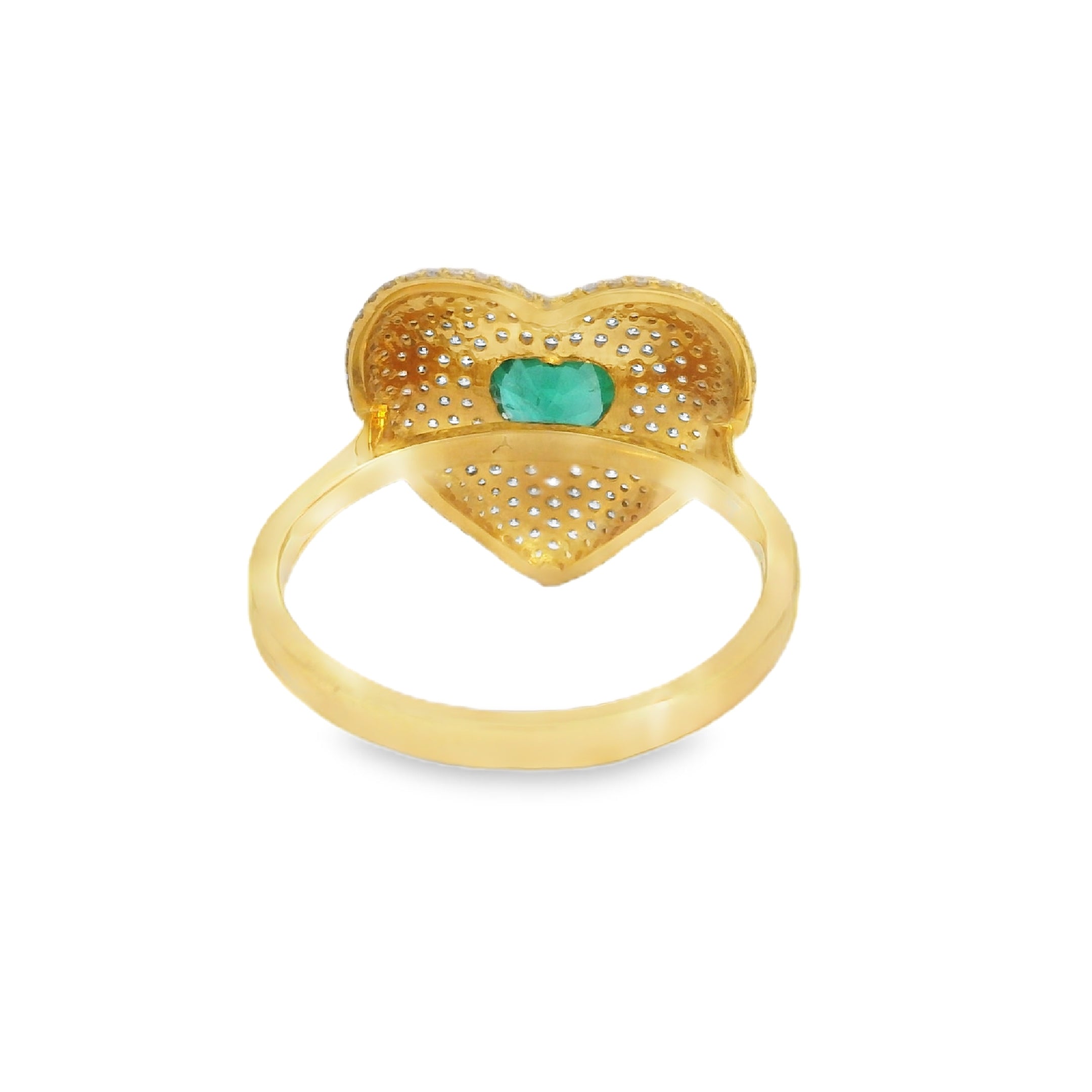 Pavé Diamond and Emerald Heart Ring