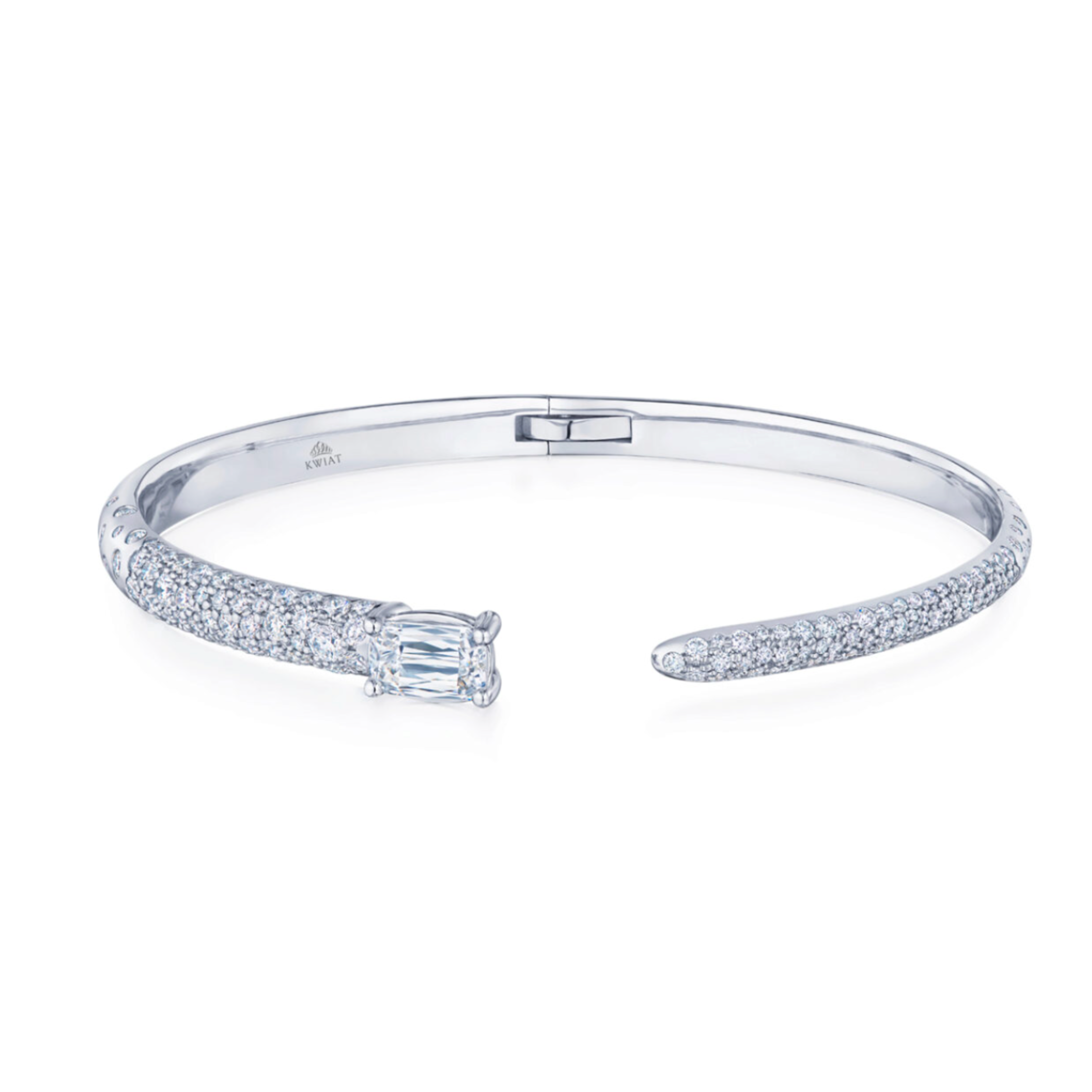 Cobblestone Diamond Cuff Bangle with Solitaire Ashoka Diamond