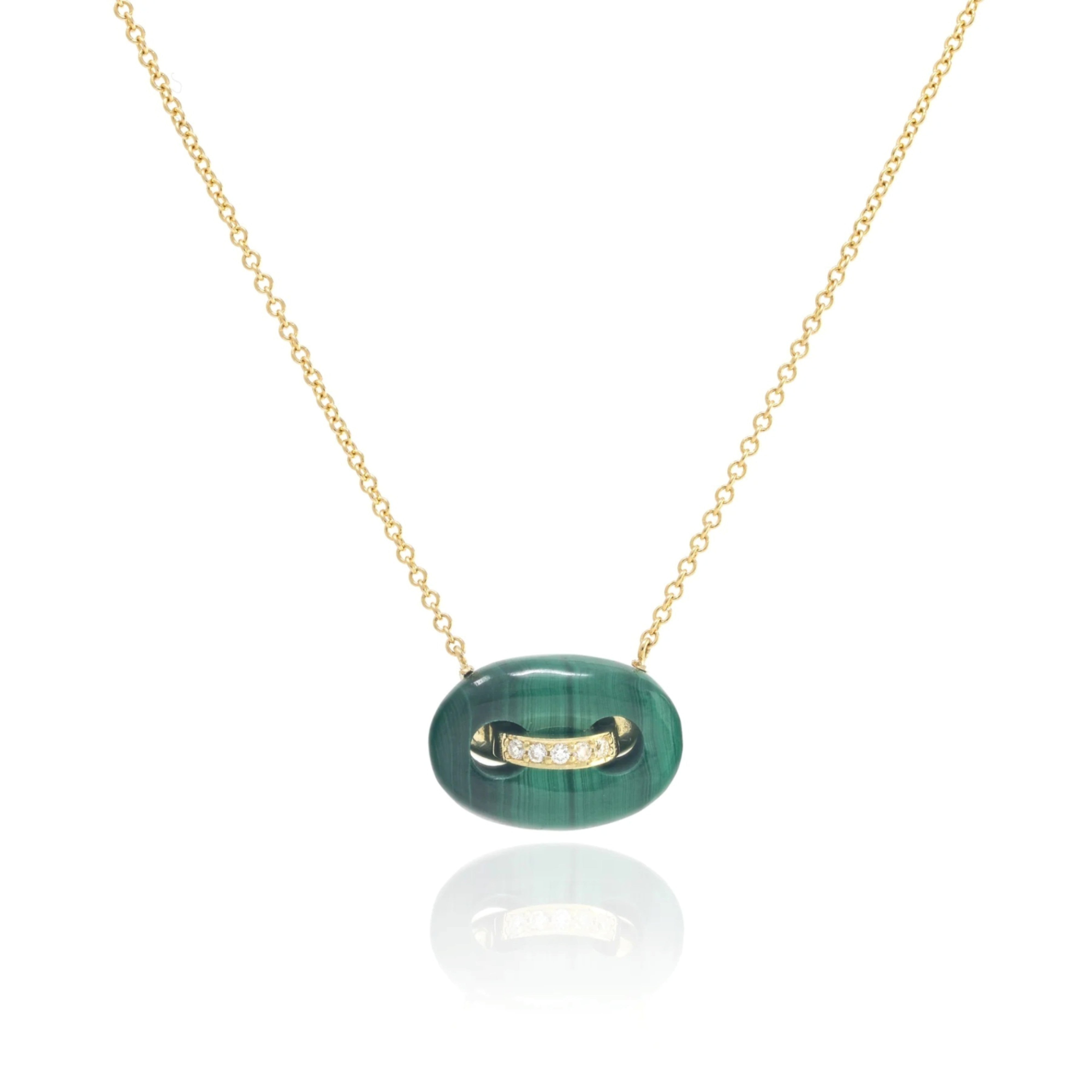 Malachite Mini Stone Mariner Link Necklace