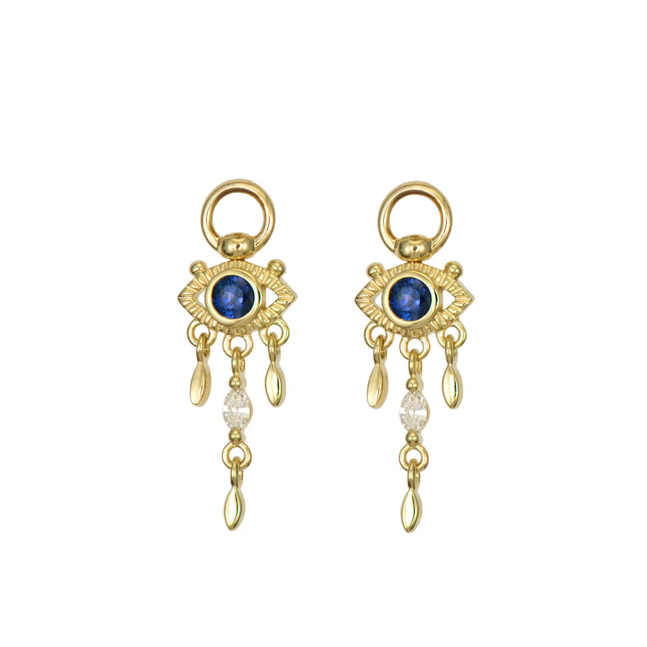 Open Evil Eye Sapphire Earring Charms