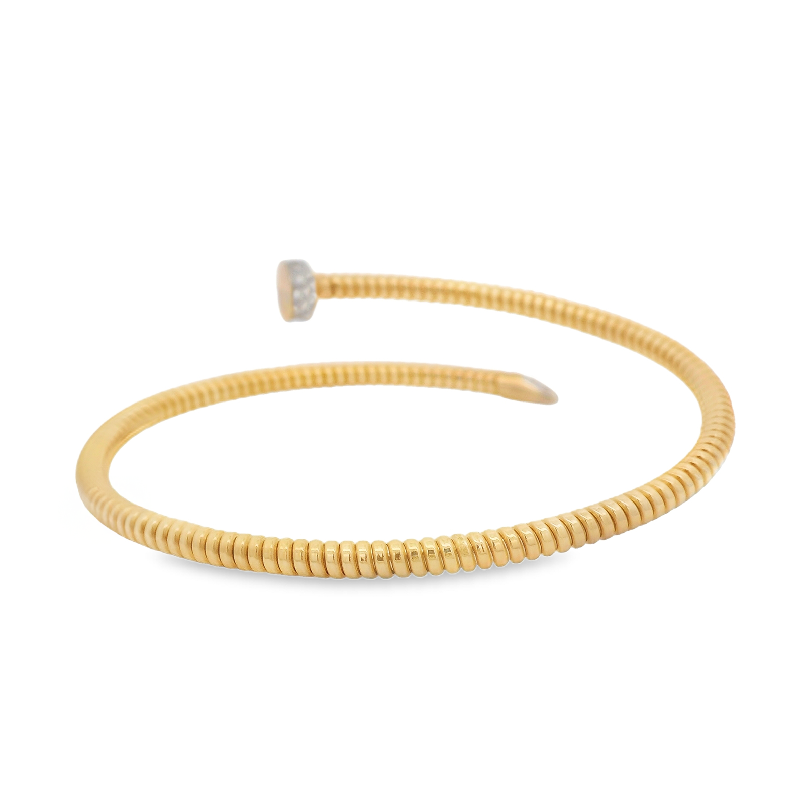 Tubogas Bypass Cuff Bracelet with Pavé Diamond Point and Nail Head