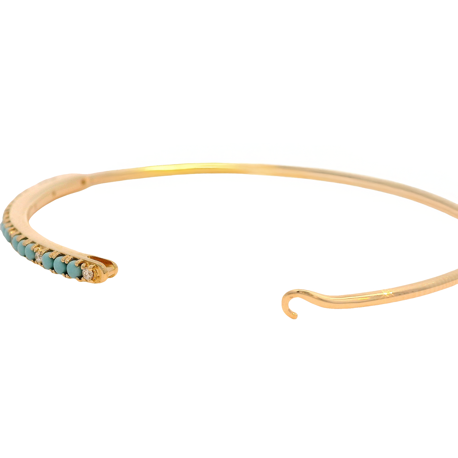 Alternating Turquoise and Diamond Latch Bangle