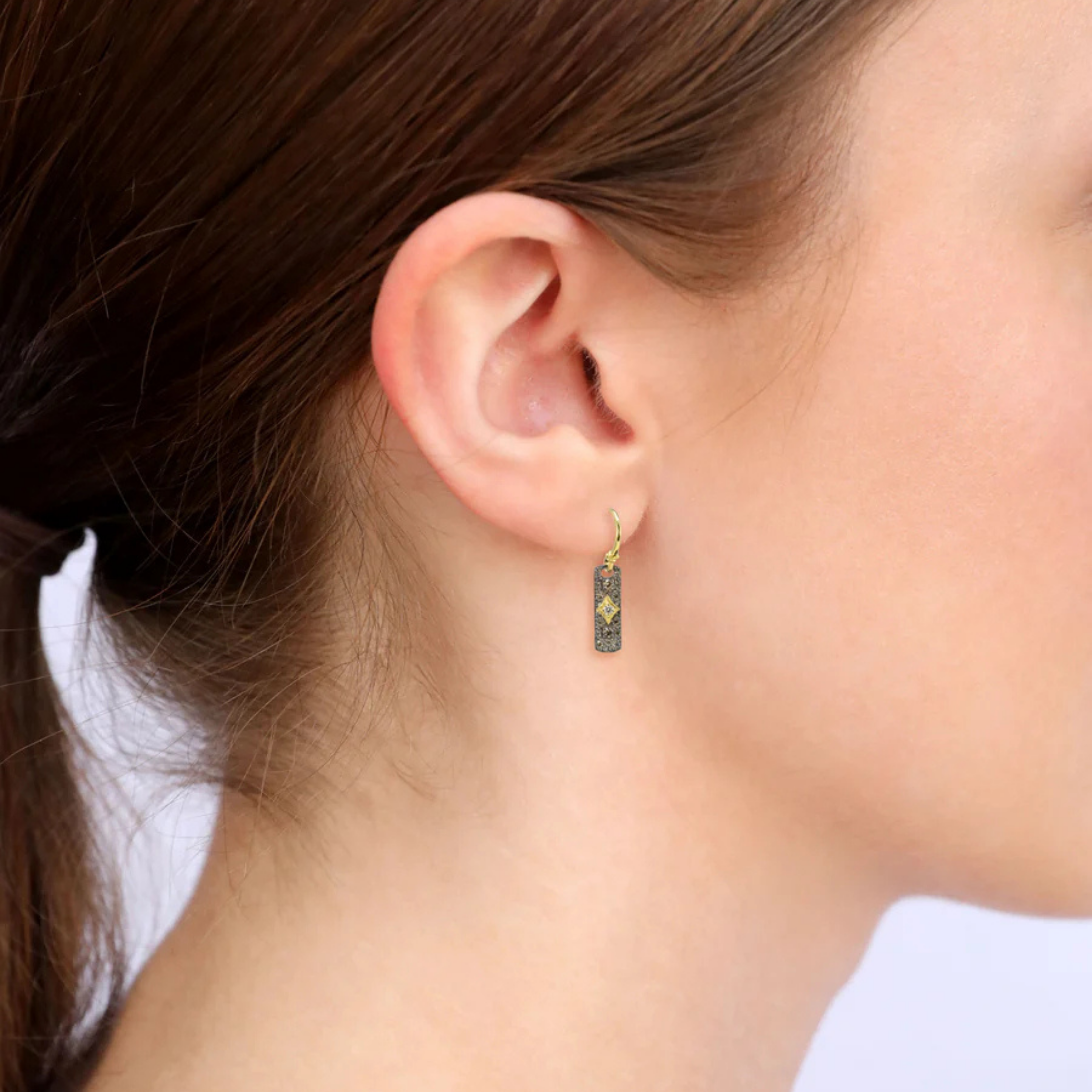 White and Champagne Diamond Drop Earrings