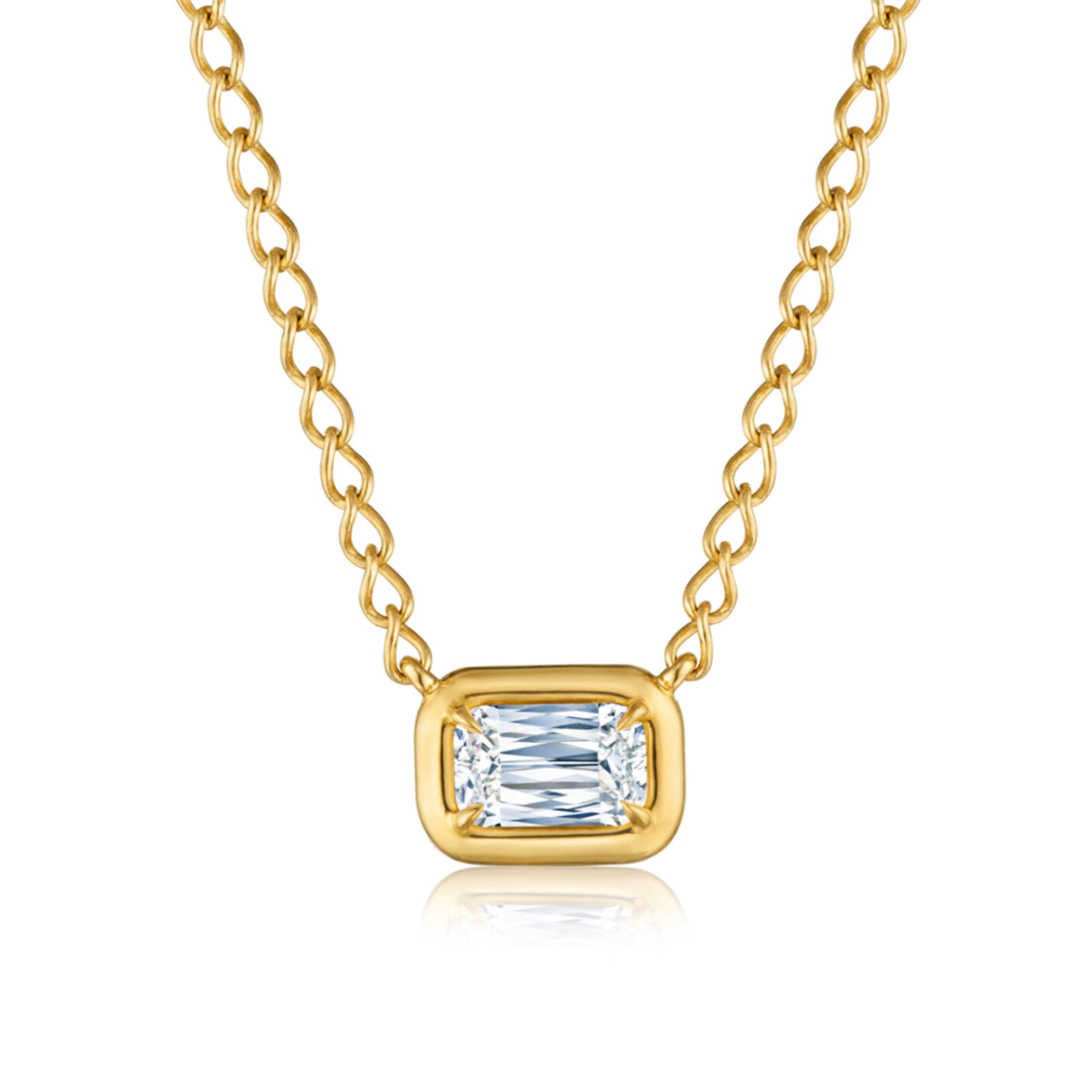Ashoka Bezel Diamond Solitaire Pendant Necklace