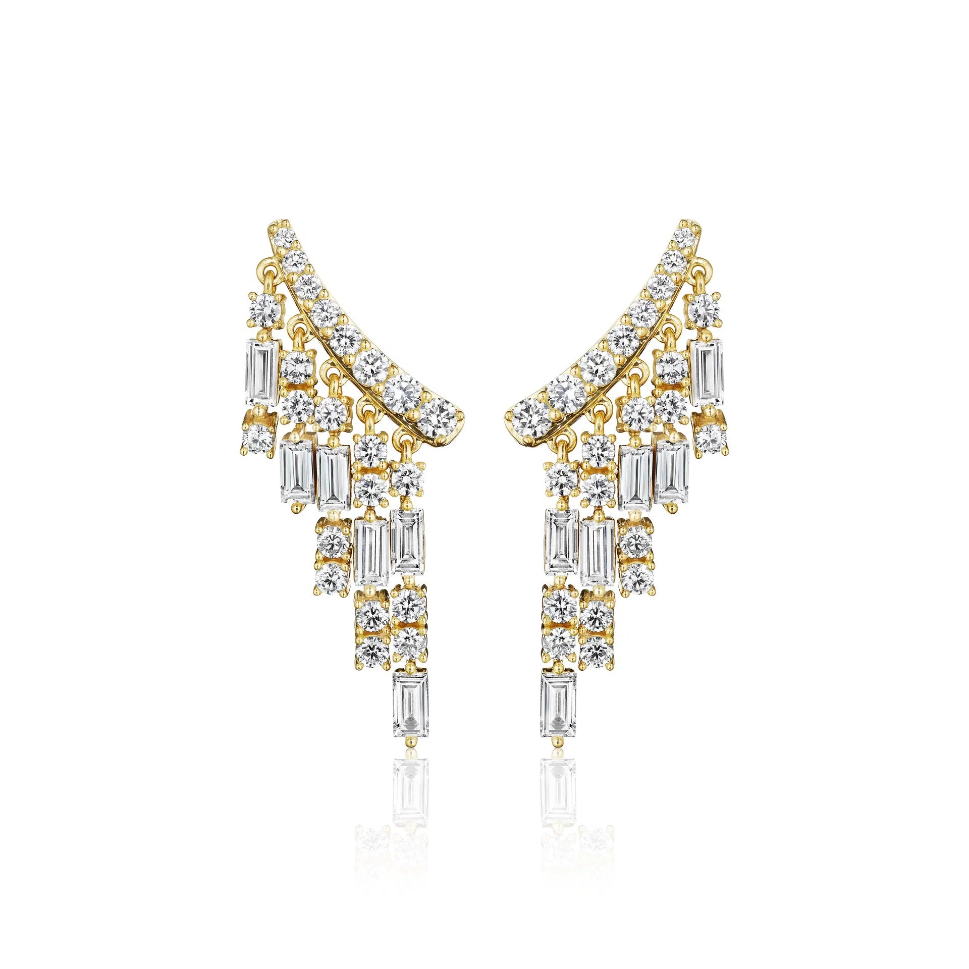 Diamond Cascade Ear Climber Earrings