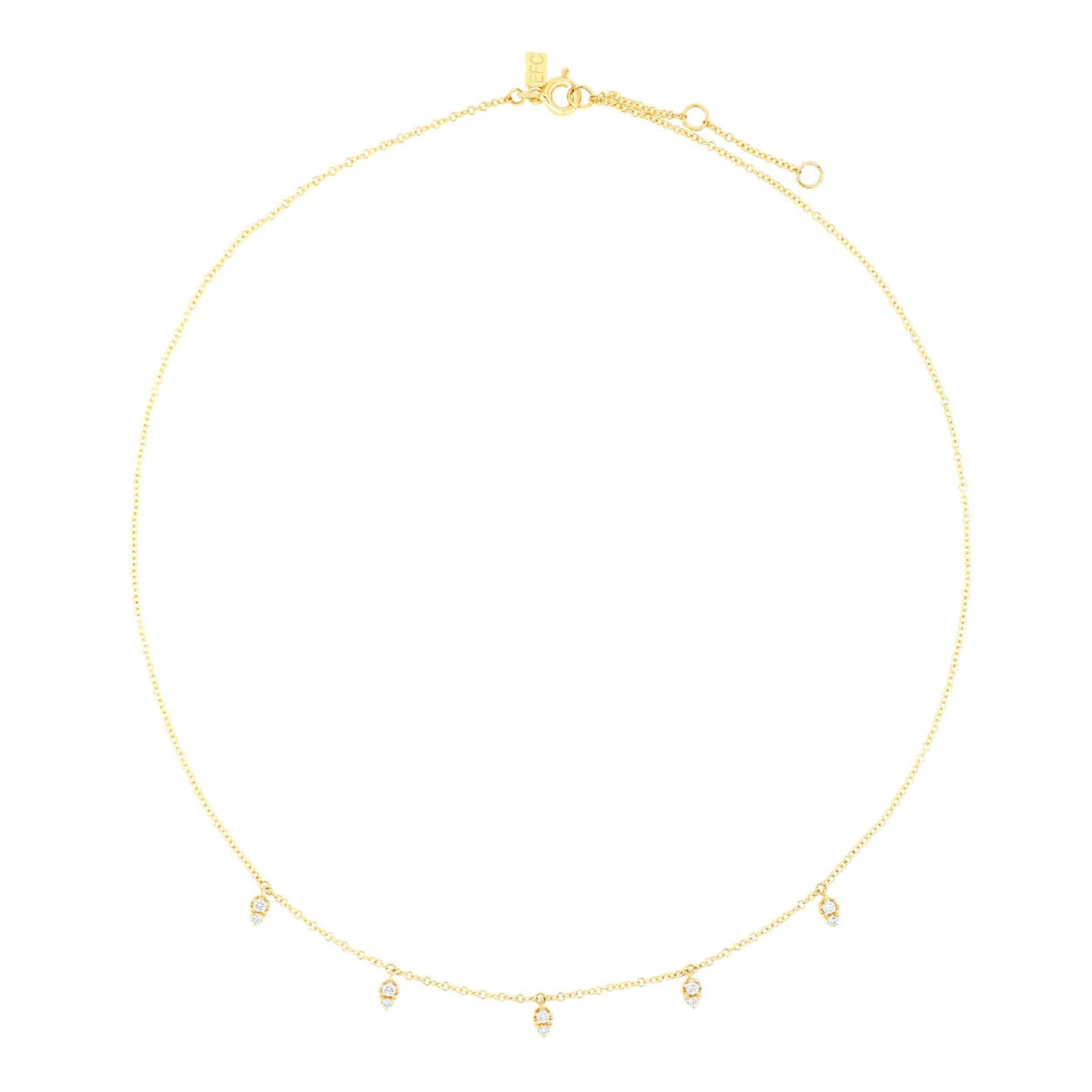 Five Diamond Teardrop Choker Necklace