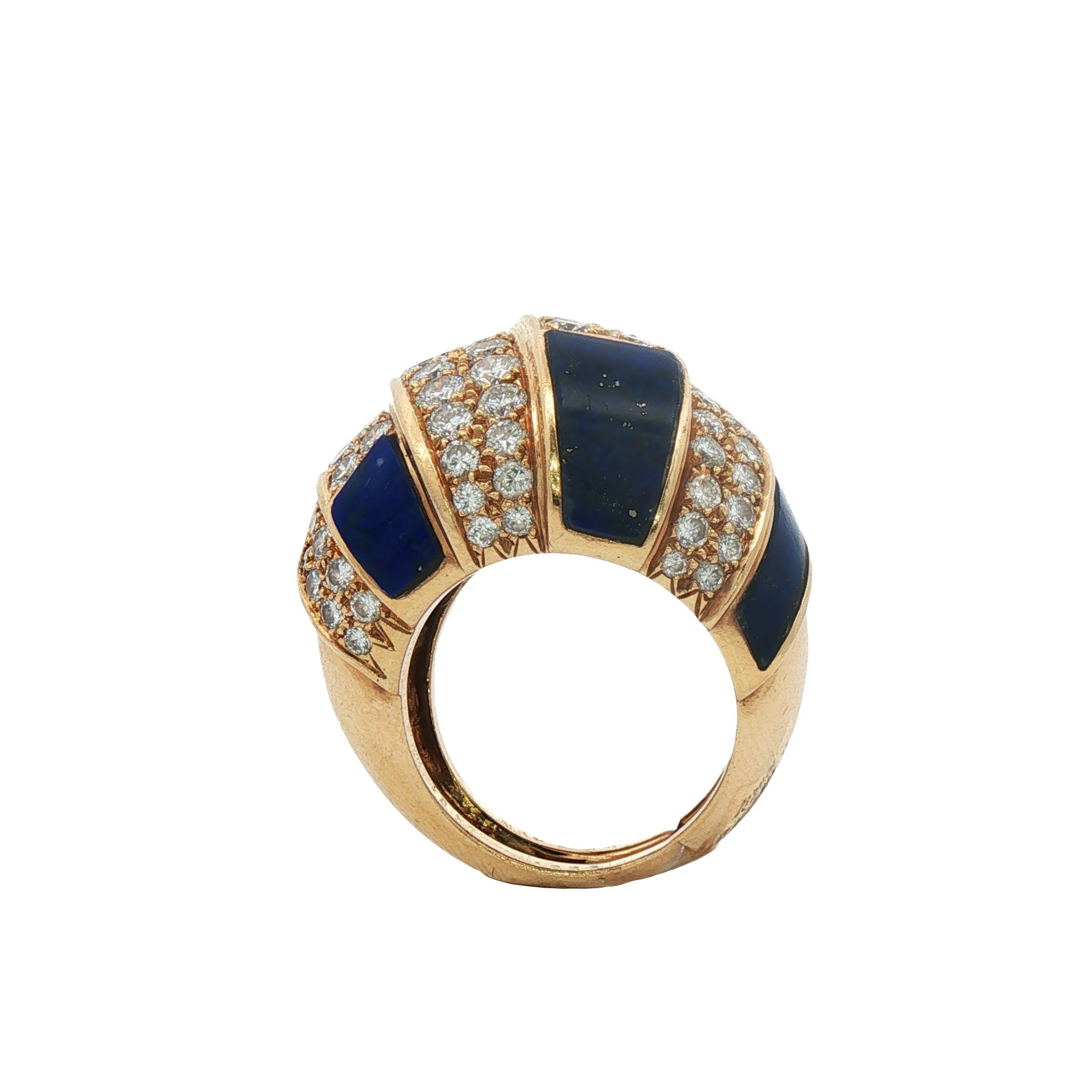 Vintage Diamond and Lapis Dome Ring