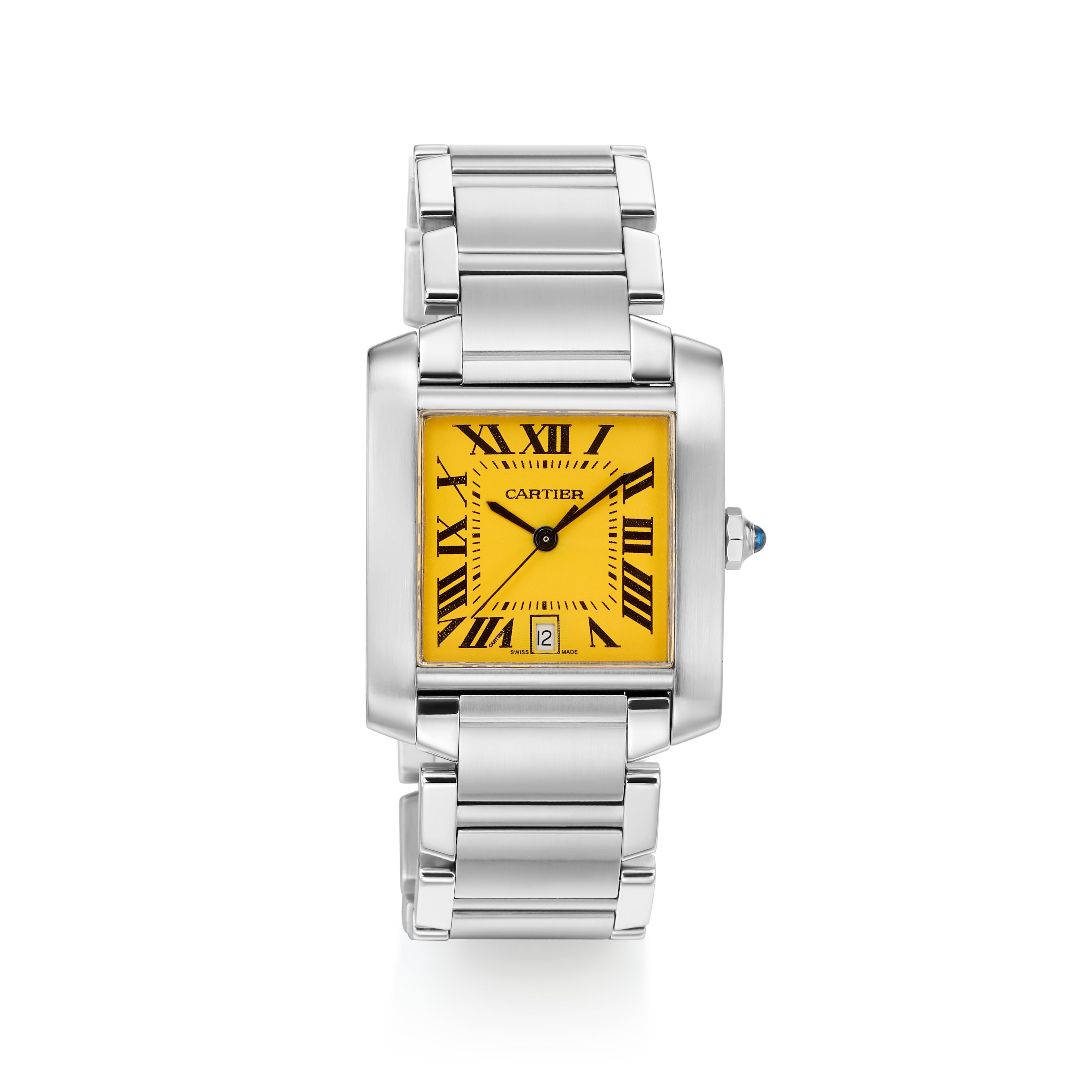 Cartier Tank Franc¸aise 28MM Aftermarket Yellow Dial Steel Watch