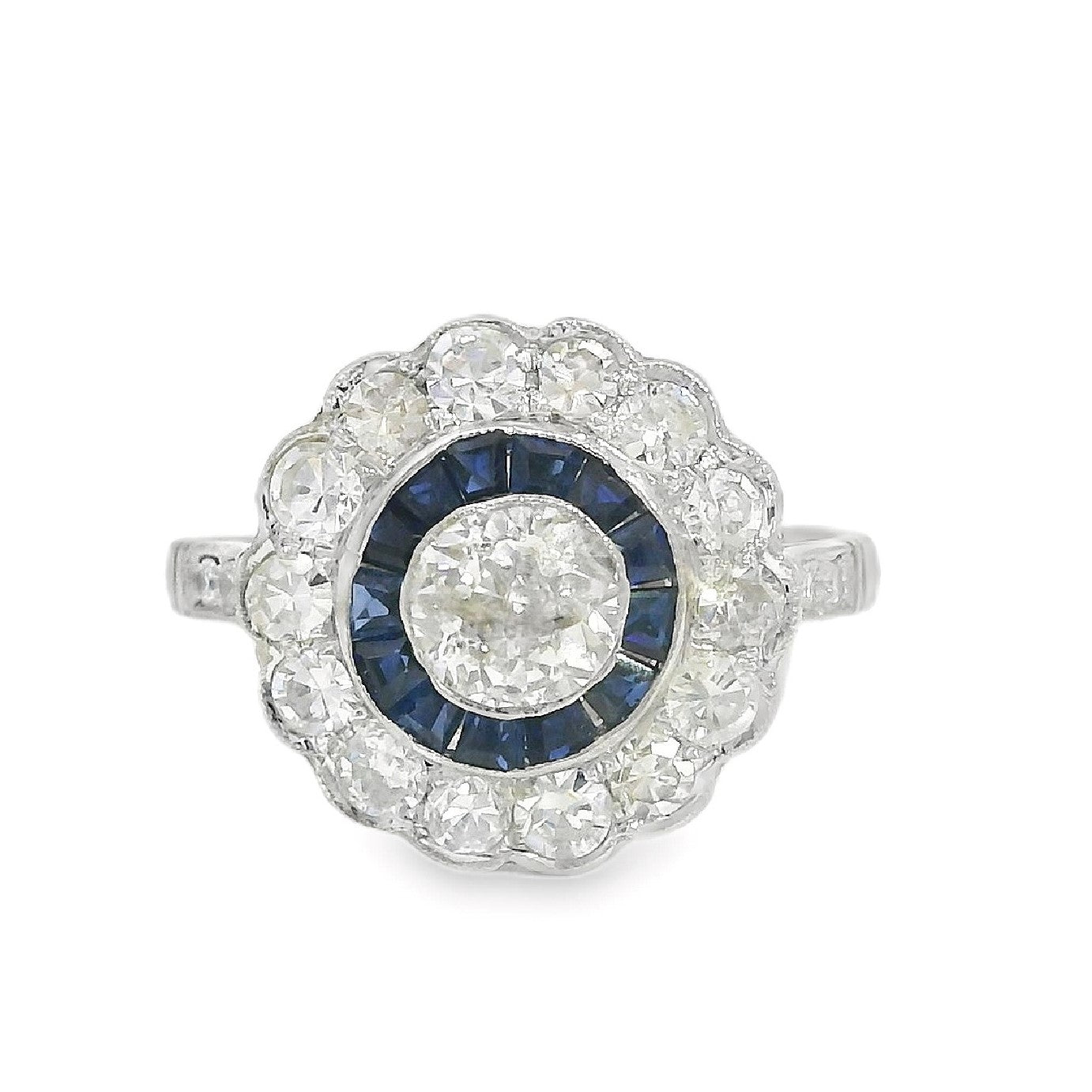 Diamond & Sapphire Double Halo Ring