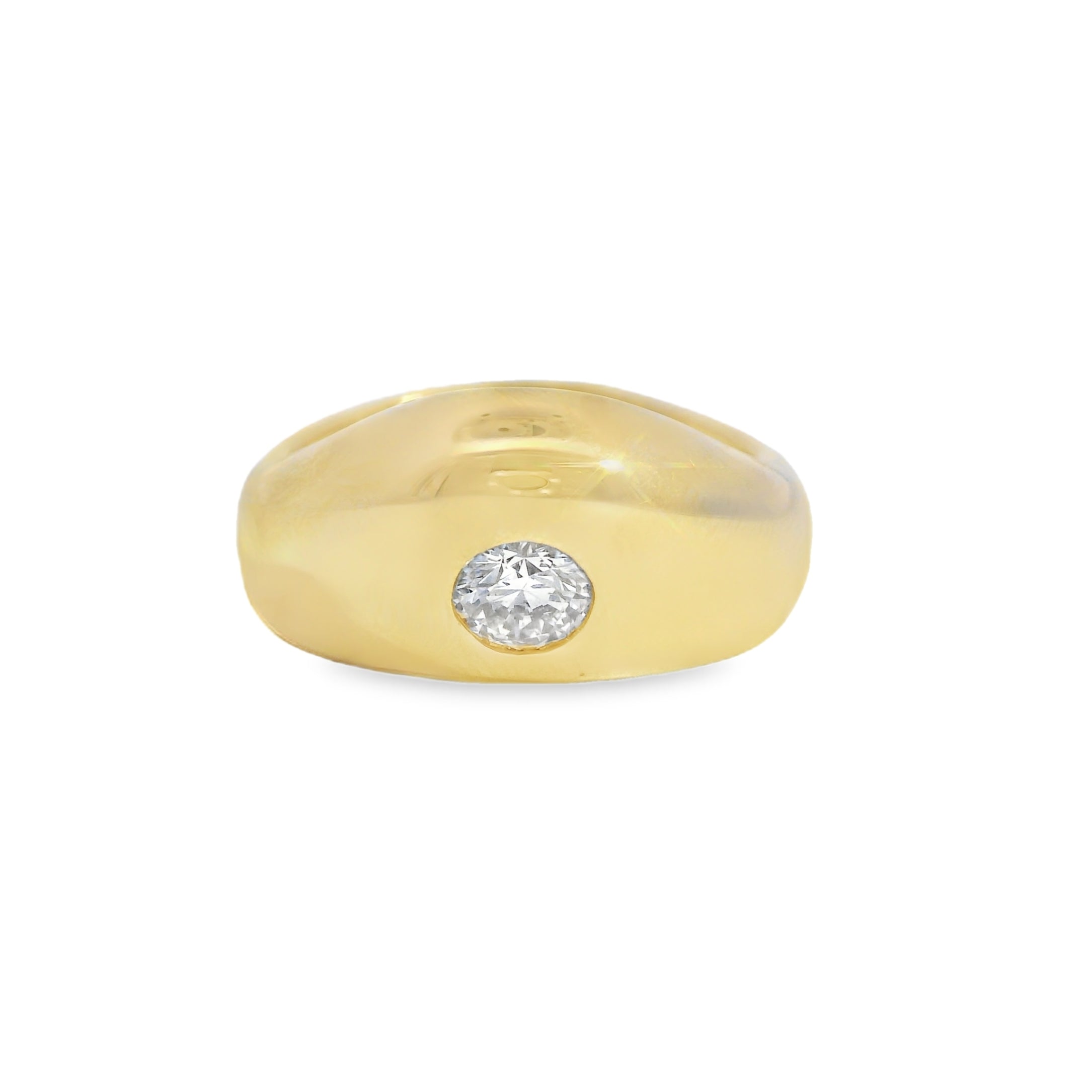 Curved Dome Ring with Solitaire Bezel Round Diamond