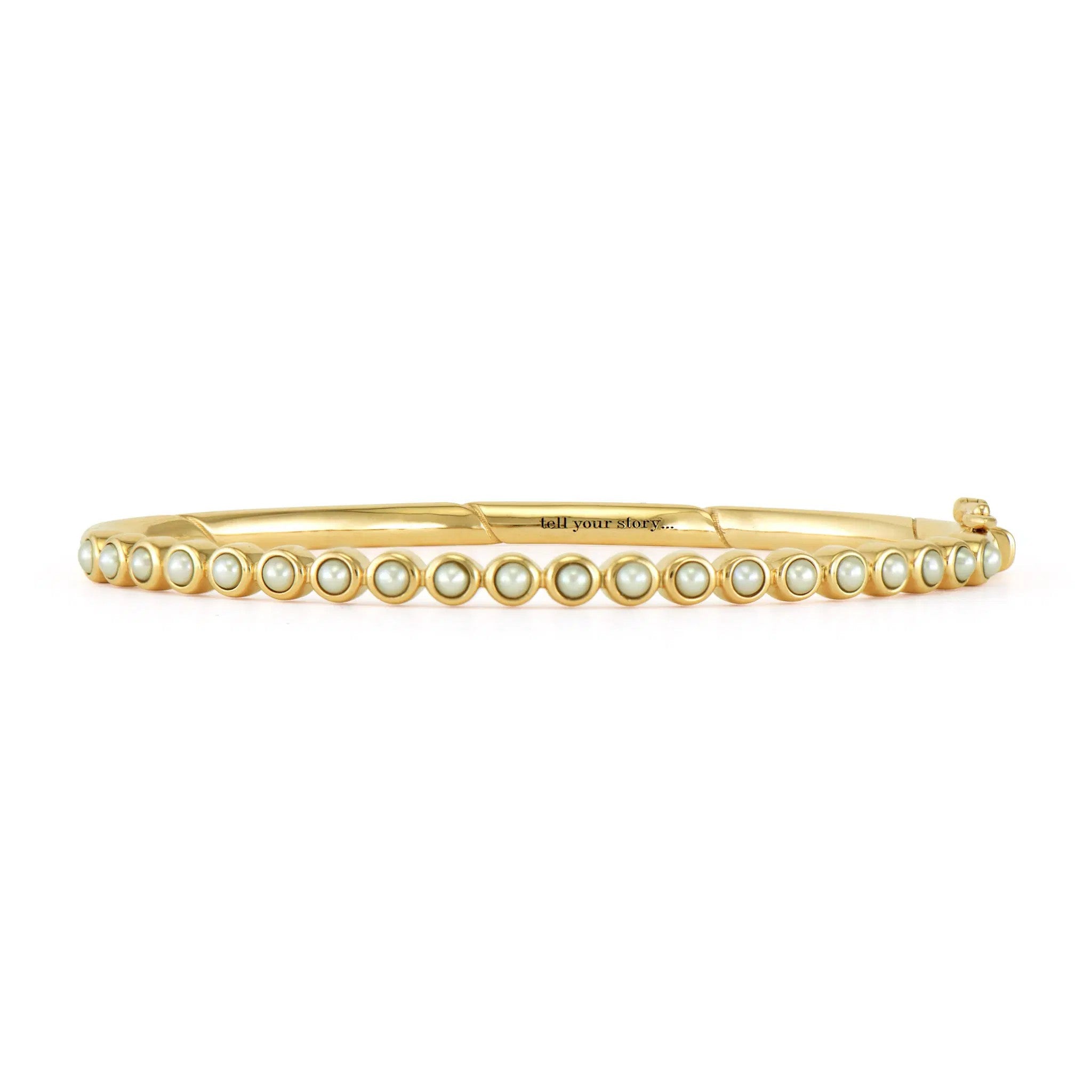 Classic Bezel Set Pearl Bangle