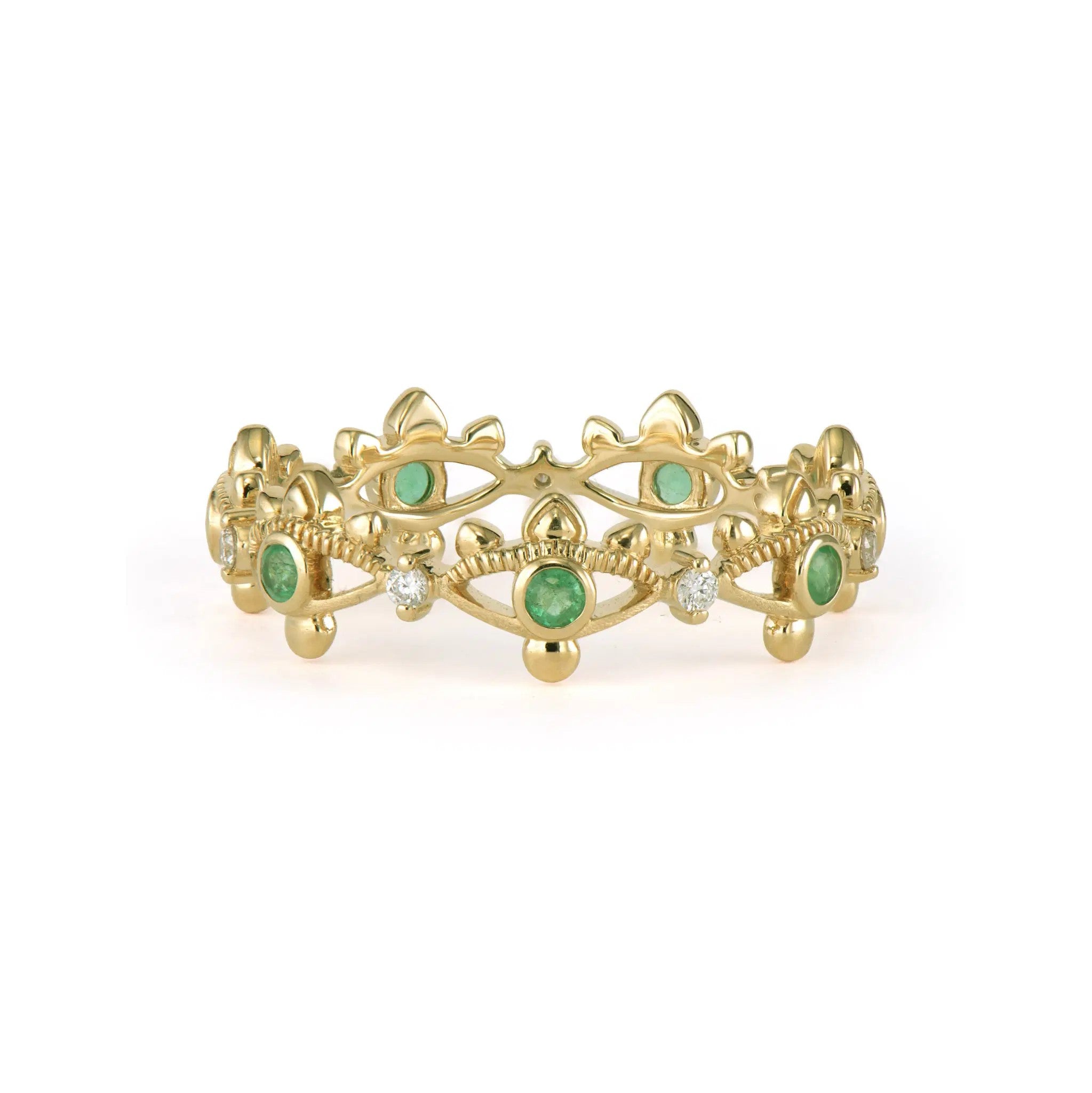 Emerald Evil Eye Diamond Band
