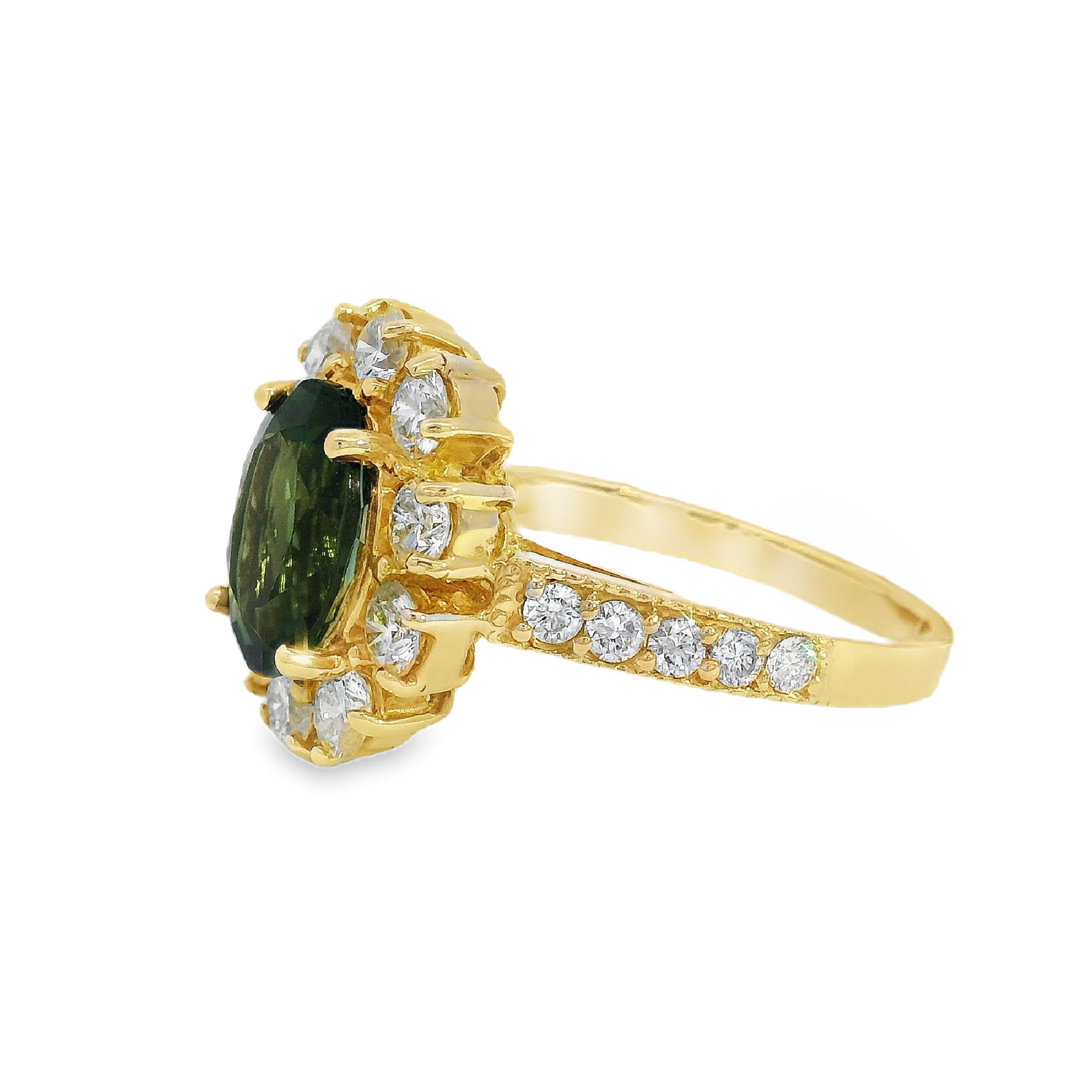 Green Tourmaline & Diamond Ring
