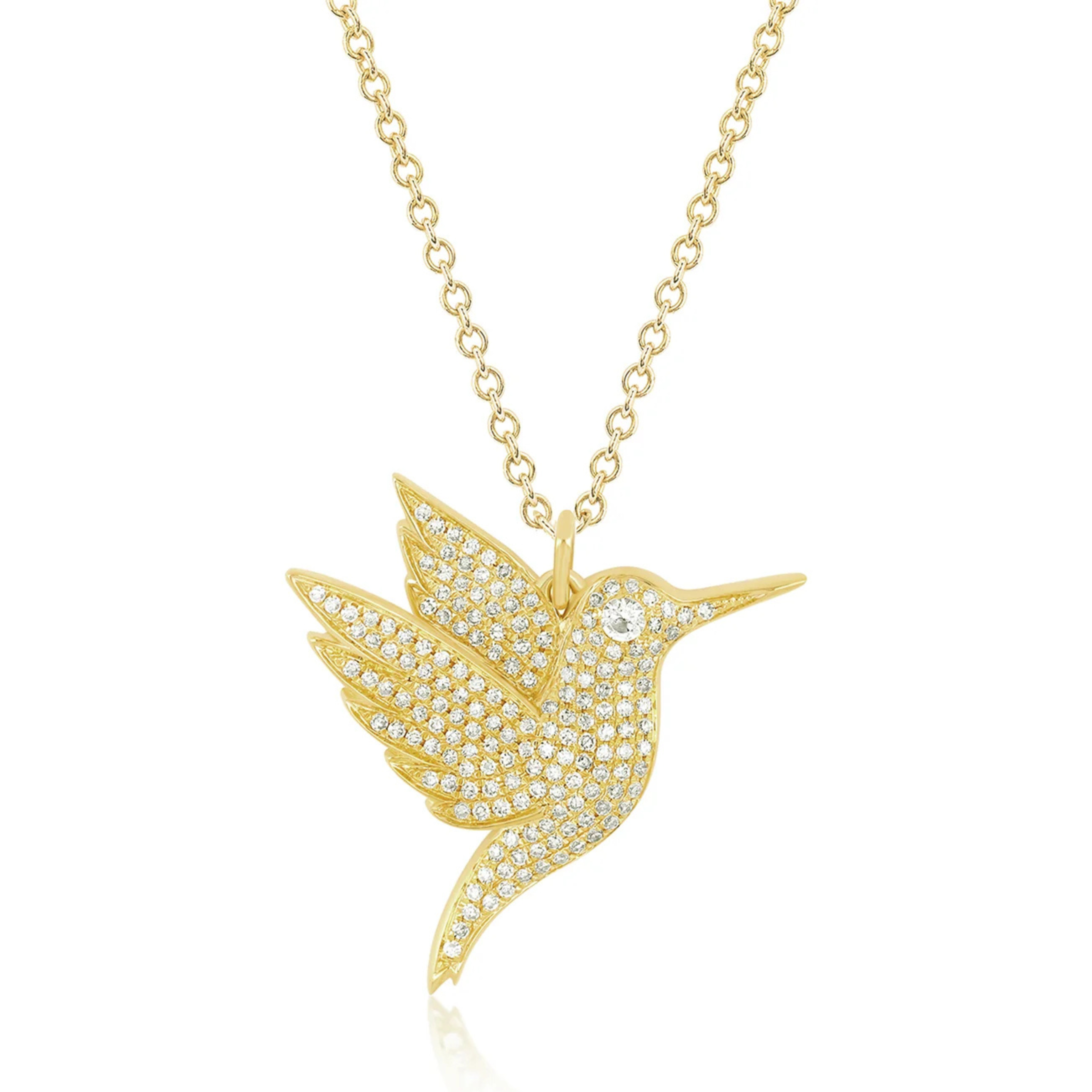 Pavé Diamond Hummingbird Necklace