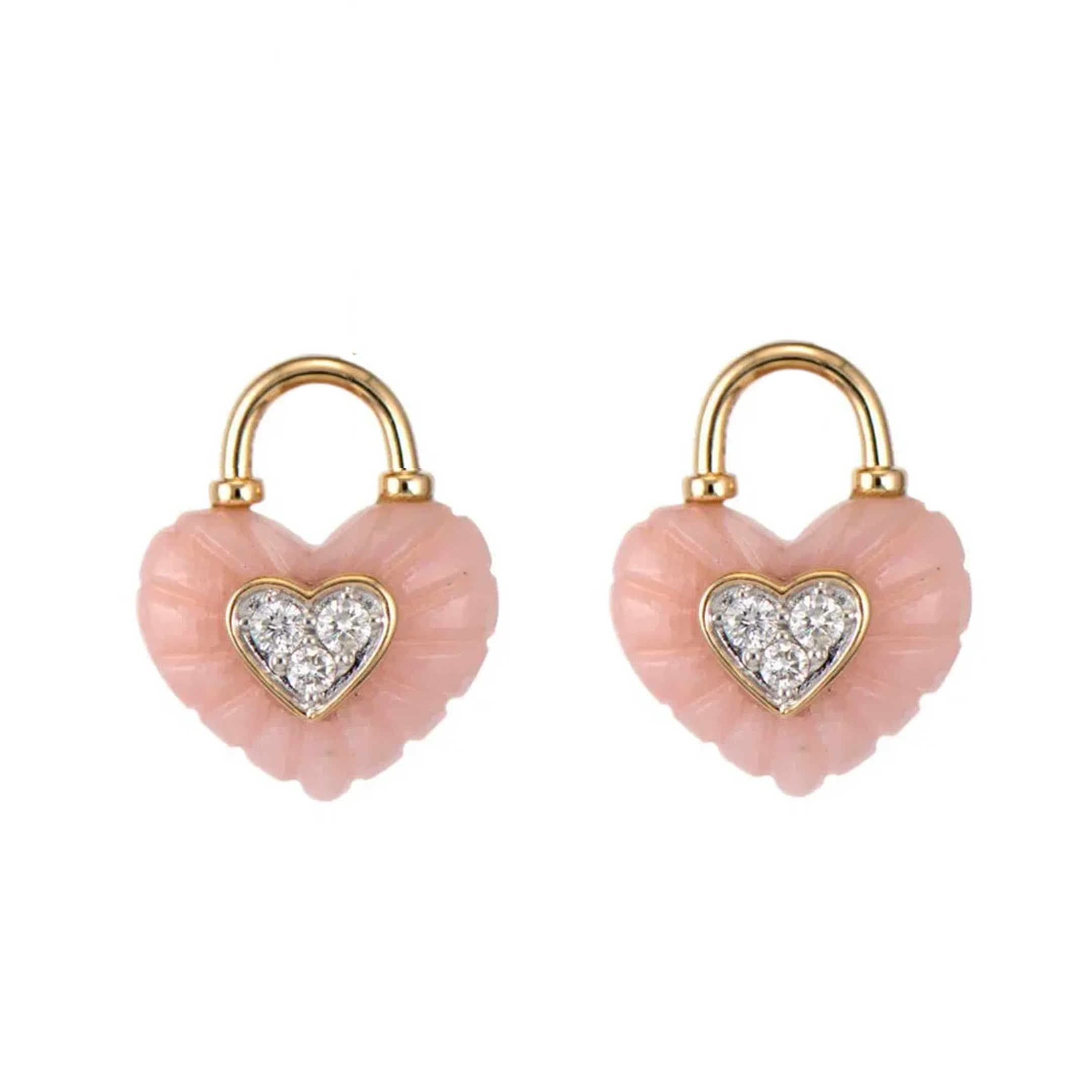 Carved Pink Opal Double Sided Heart Charms