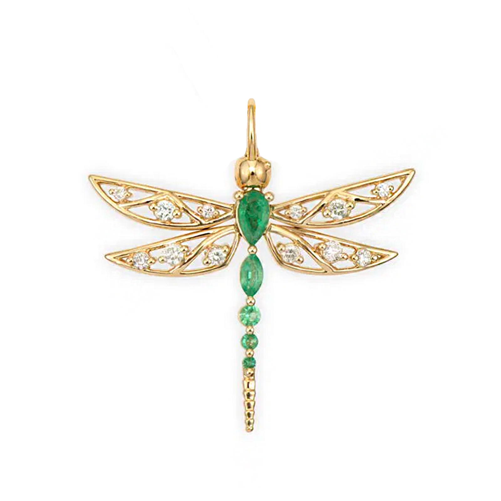 Large Dragon Fly Emerald Top Switch Charm