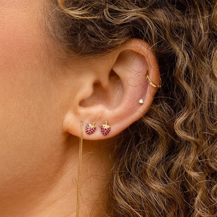 Ruby Mini Strawberry Stud Earrings