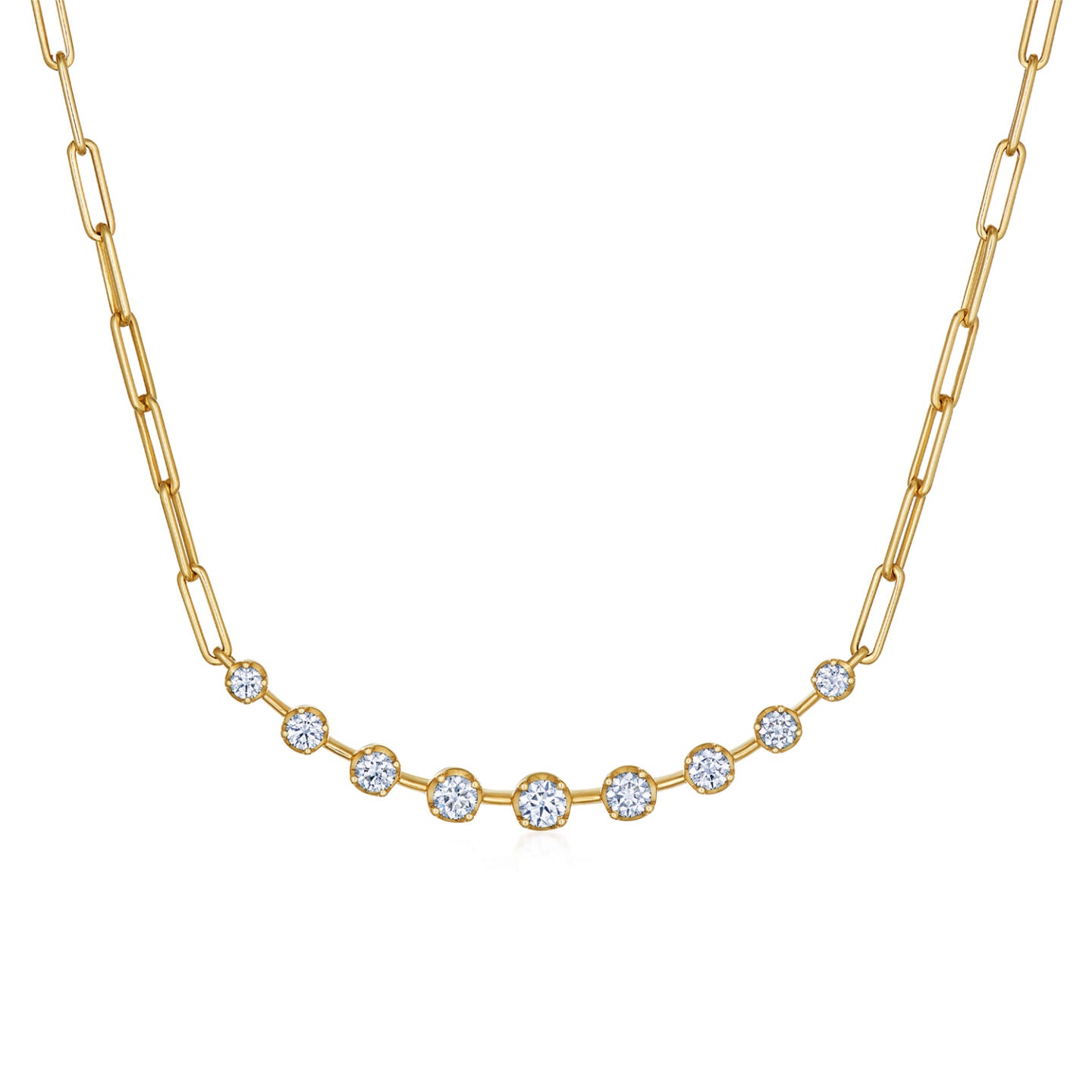 Starry Night Necklace with Diamonds and a Paperclip Chain