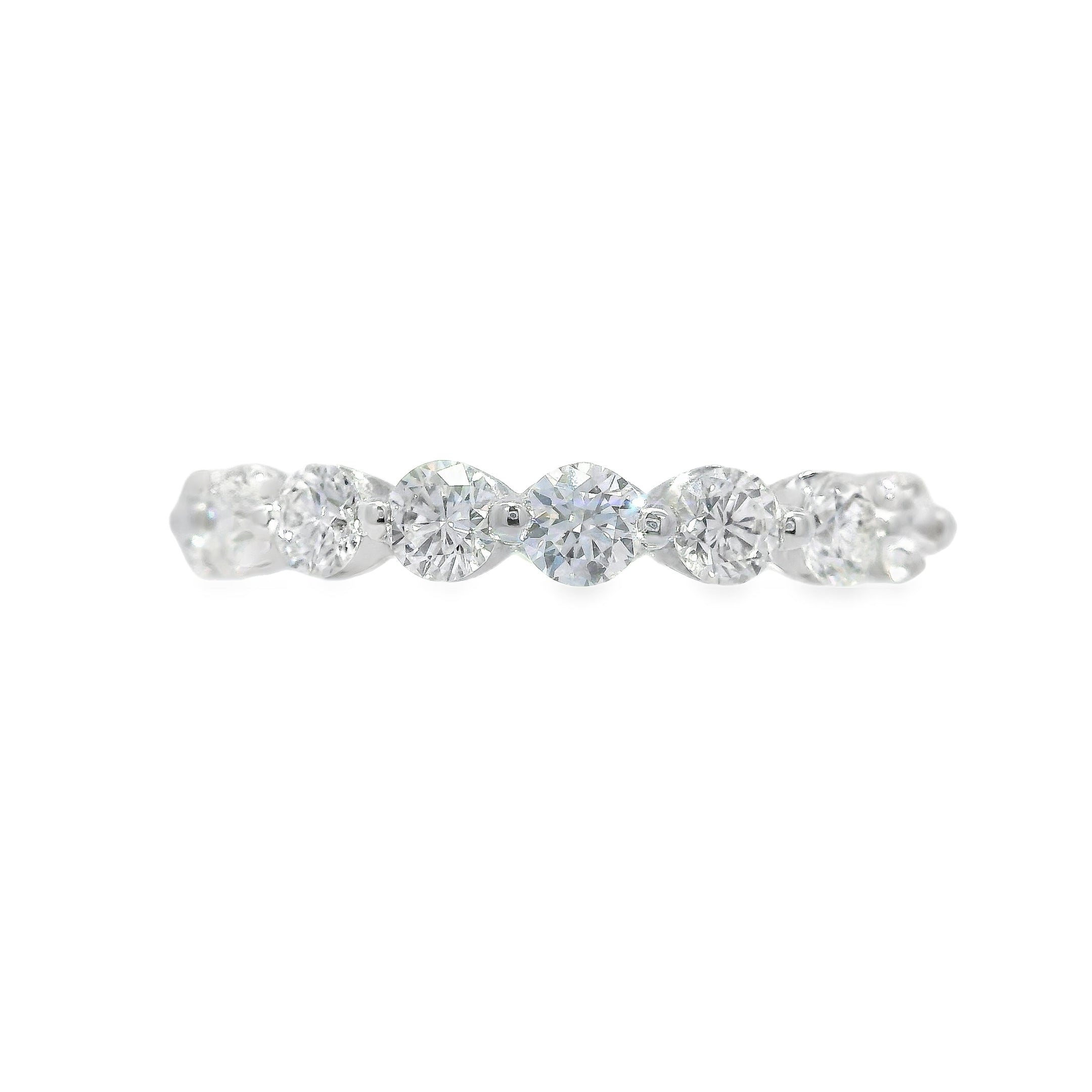 Shared Single Prong Round Brilliant Diamond Anniversary Band