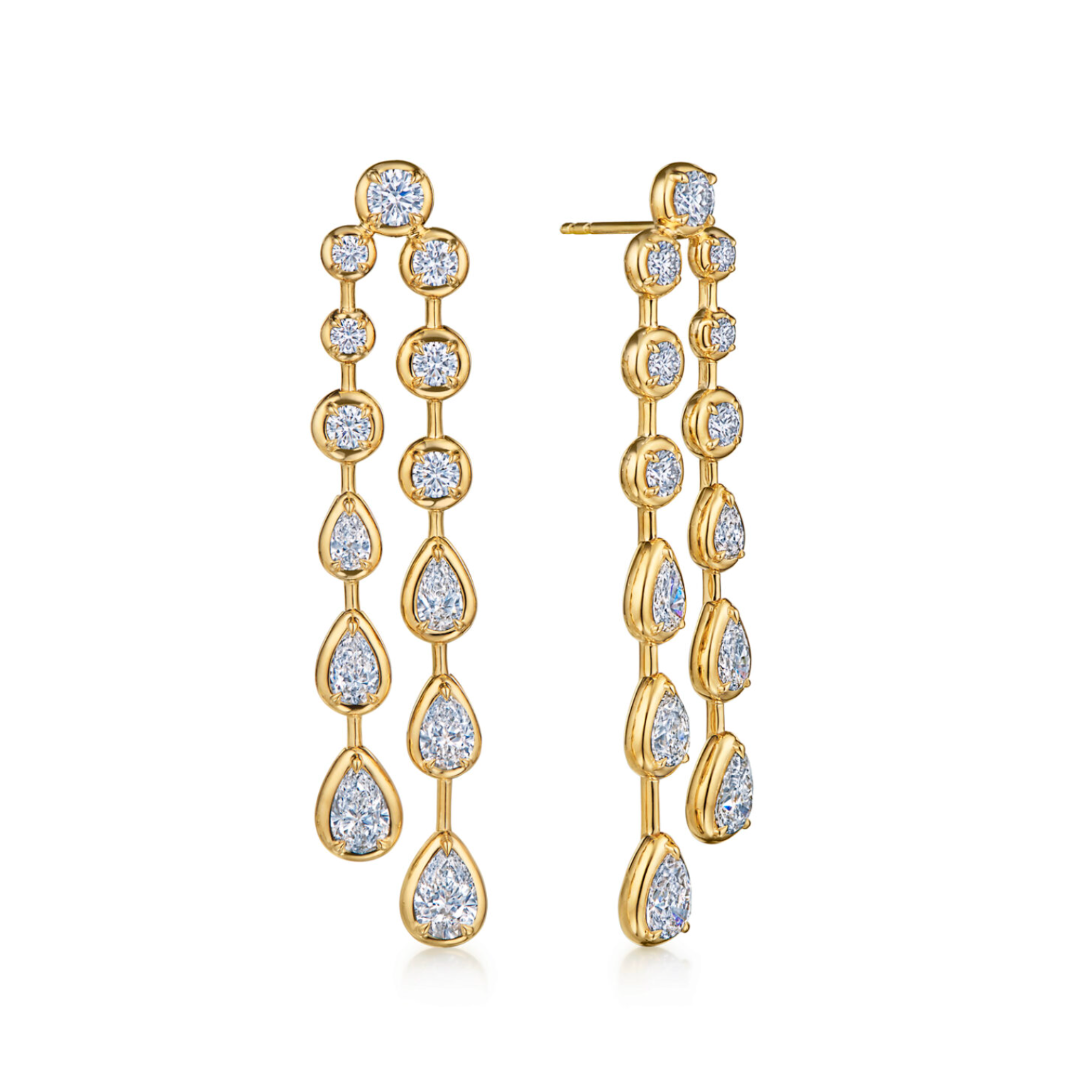 Starry Night Two Row Bezel Diamond Earrings
