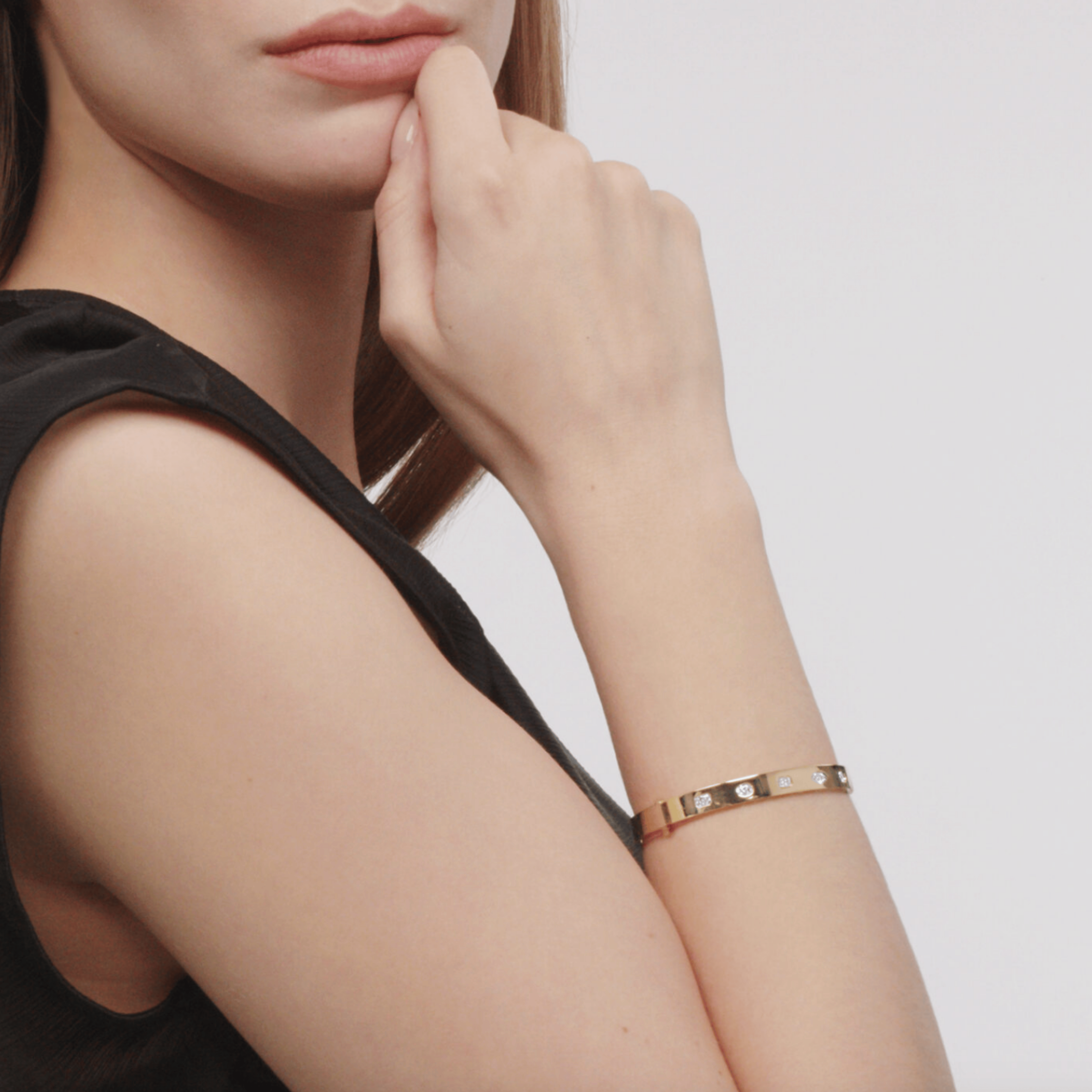 Stackable Slim Bangle with Fancy Shape Diamonds