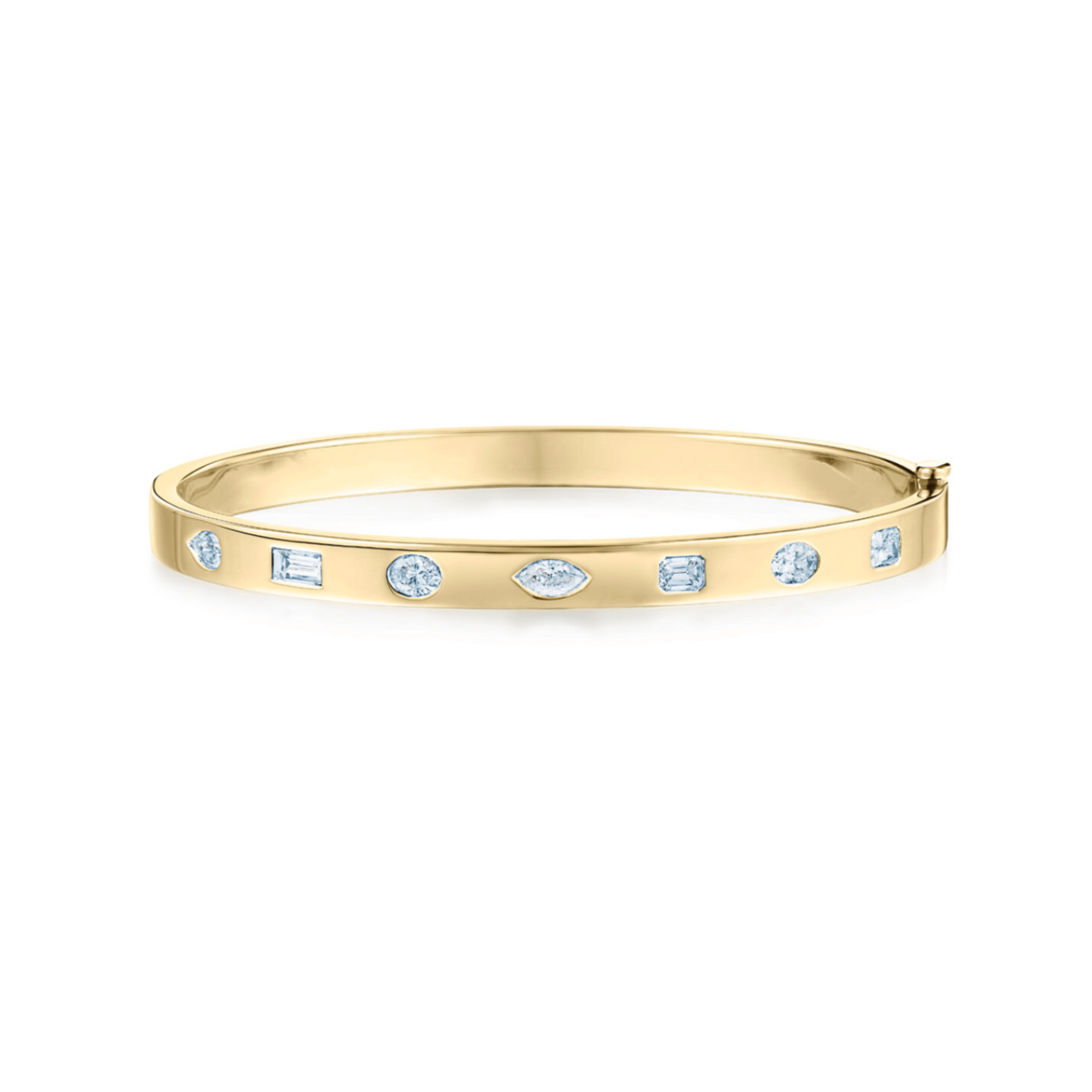 Stackable Slim Bangle with Fancy Shape Diamonds