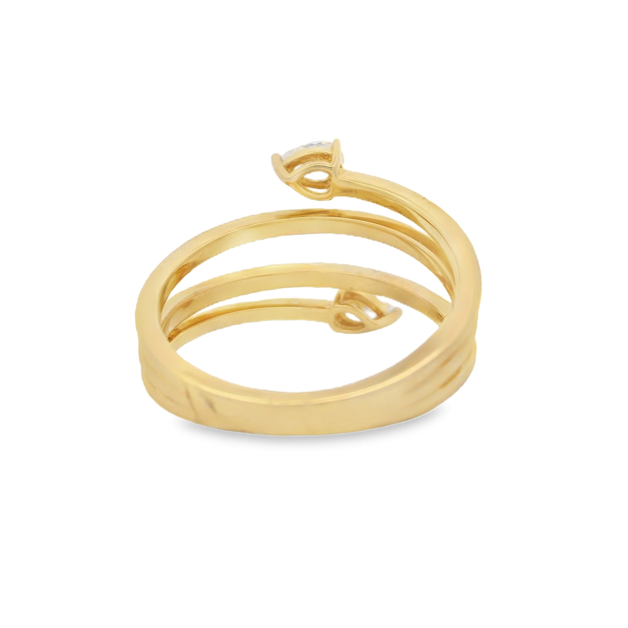Double Bypass Ring with Two Pear Diamonds