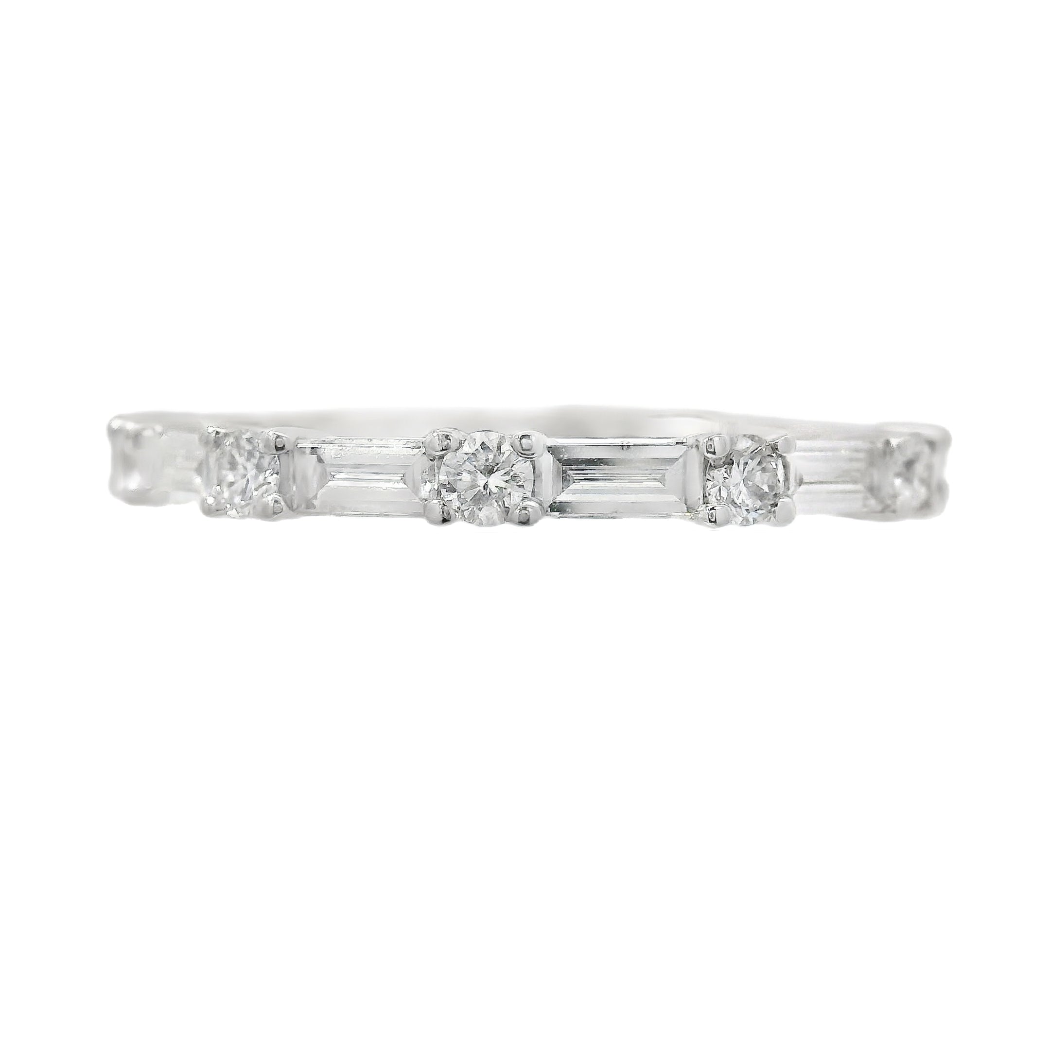 Alternating Baguette and Round Brilliant Diamond Anniversary Band