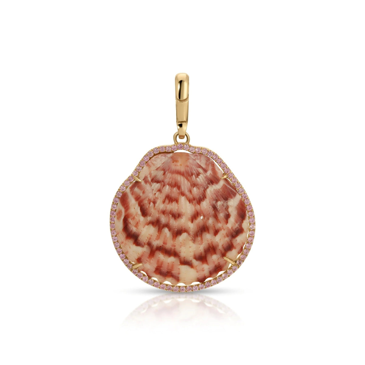 Natural Shell in Pink Sapphire Frame Charm