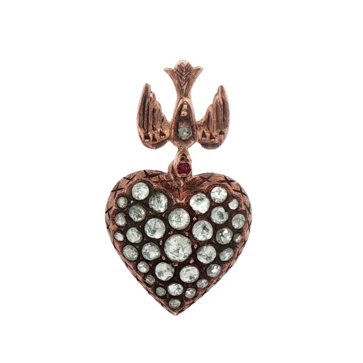 Georgian Rose Cut Diamond Heart Pendant