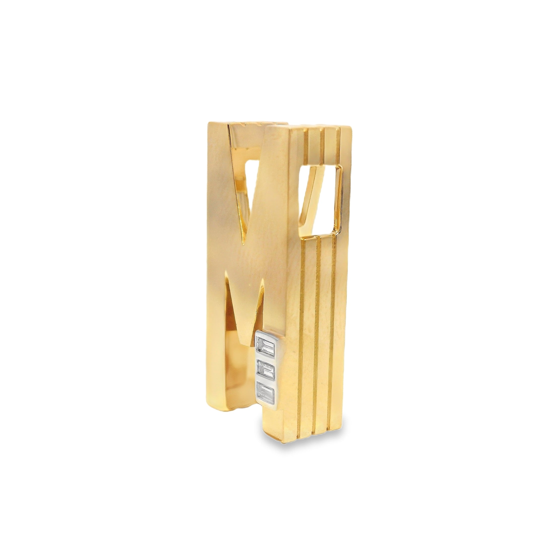 Slide-On Grandsize Ribbed Initial Pendant