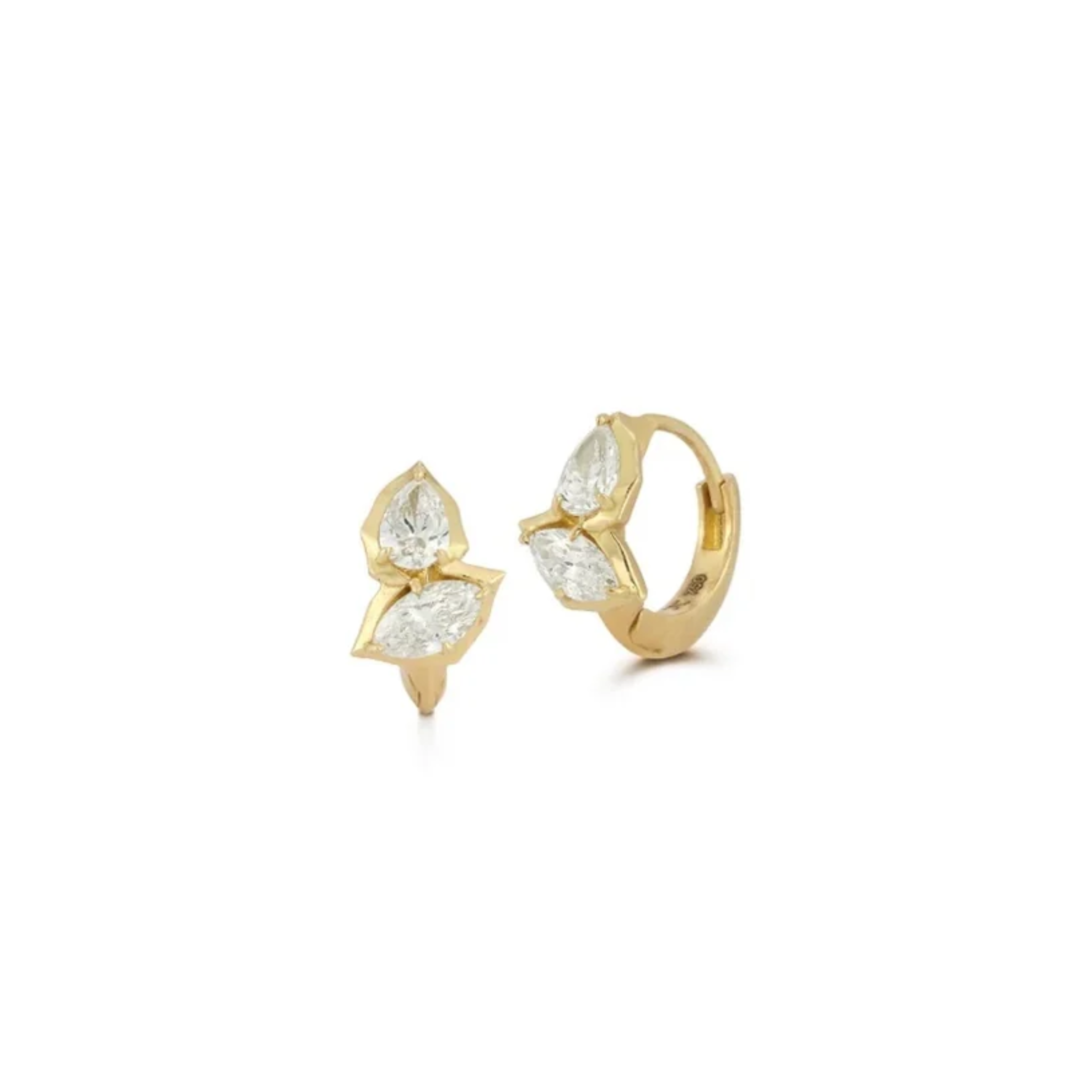 Pear Diamond Huggie Earrings